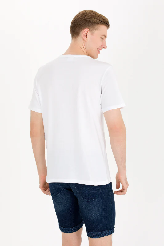 Mens Basic T Shirt White - Image 2
