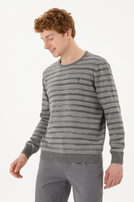 Mens Knitwear Grey Melange - Image 3