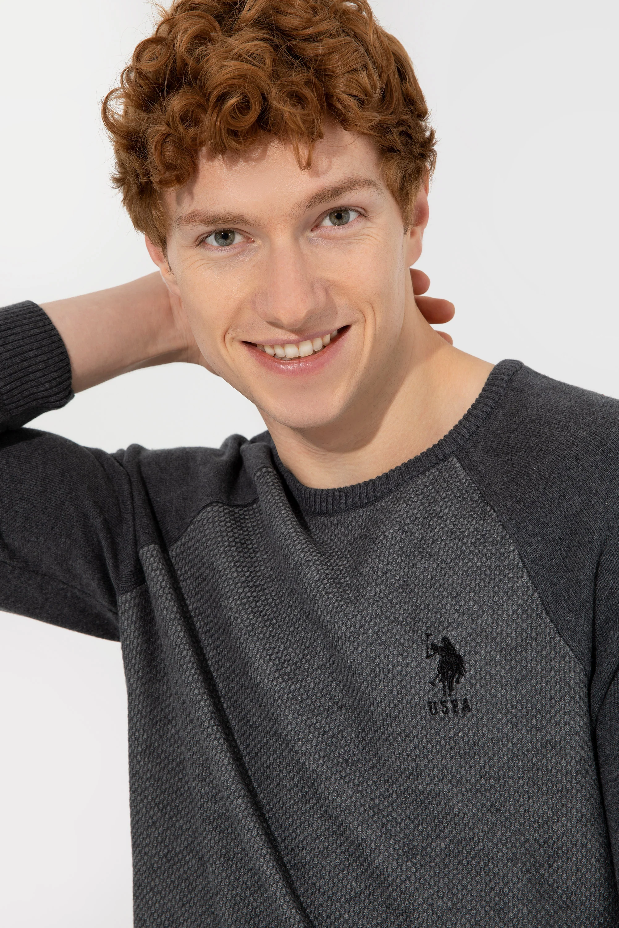 Mens Knitwear Anthracite Melange - Image 3