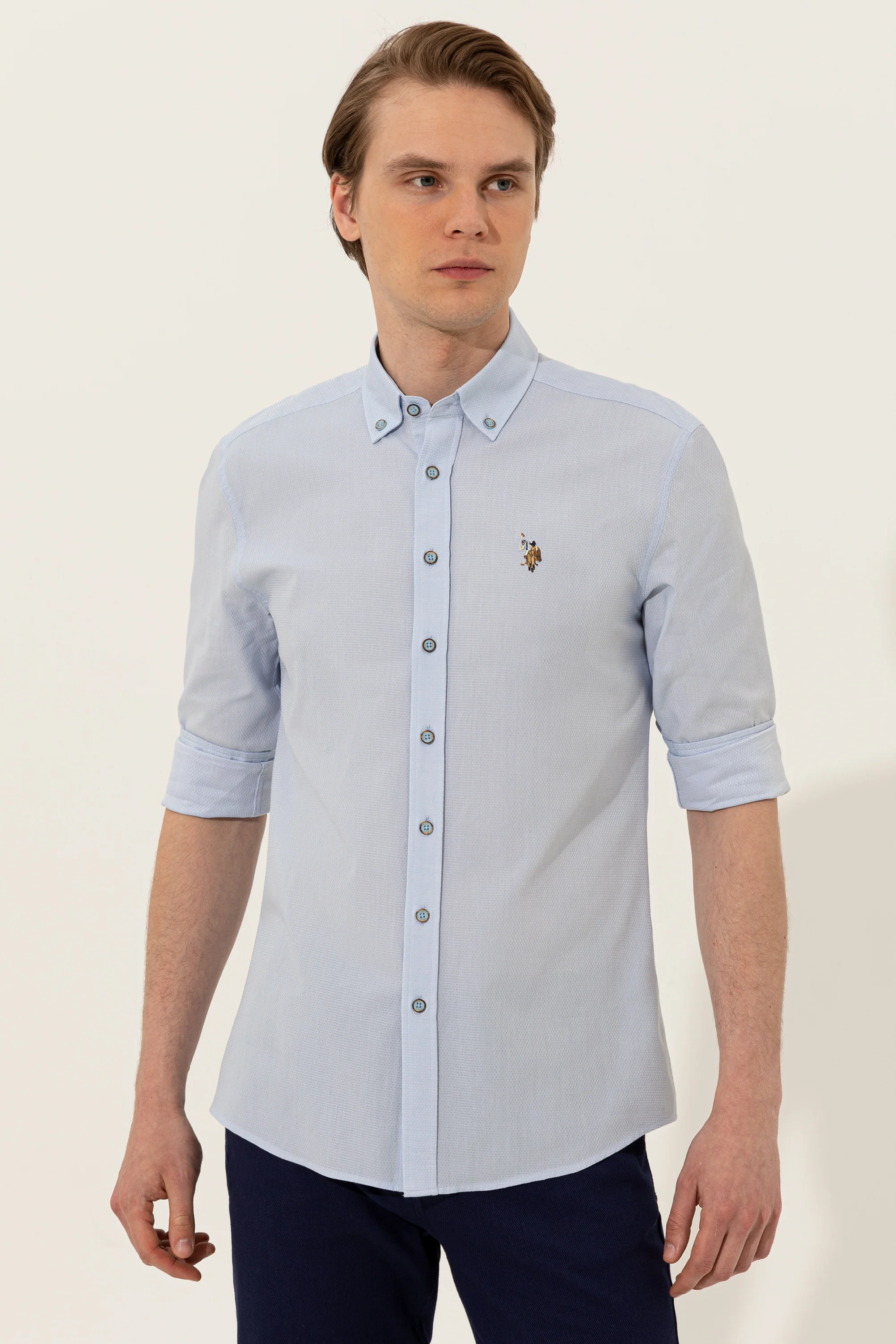 Mens Basic Shirt Light Blue - Image 3
