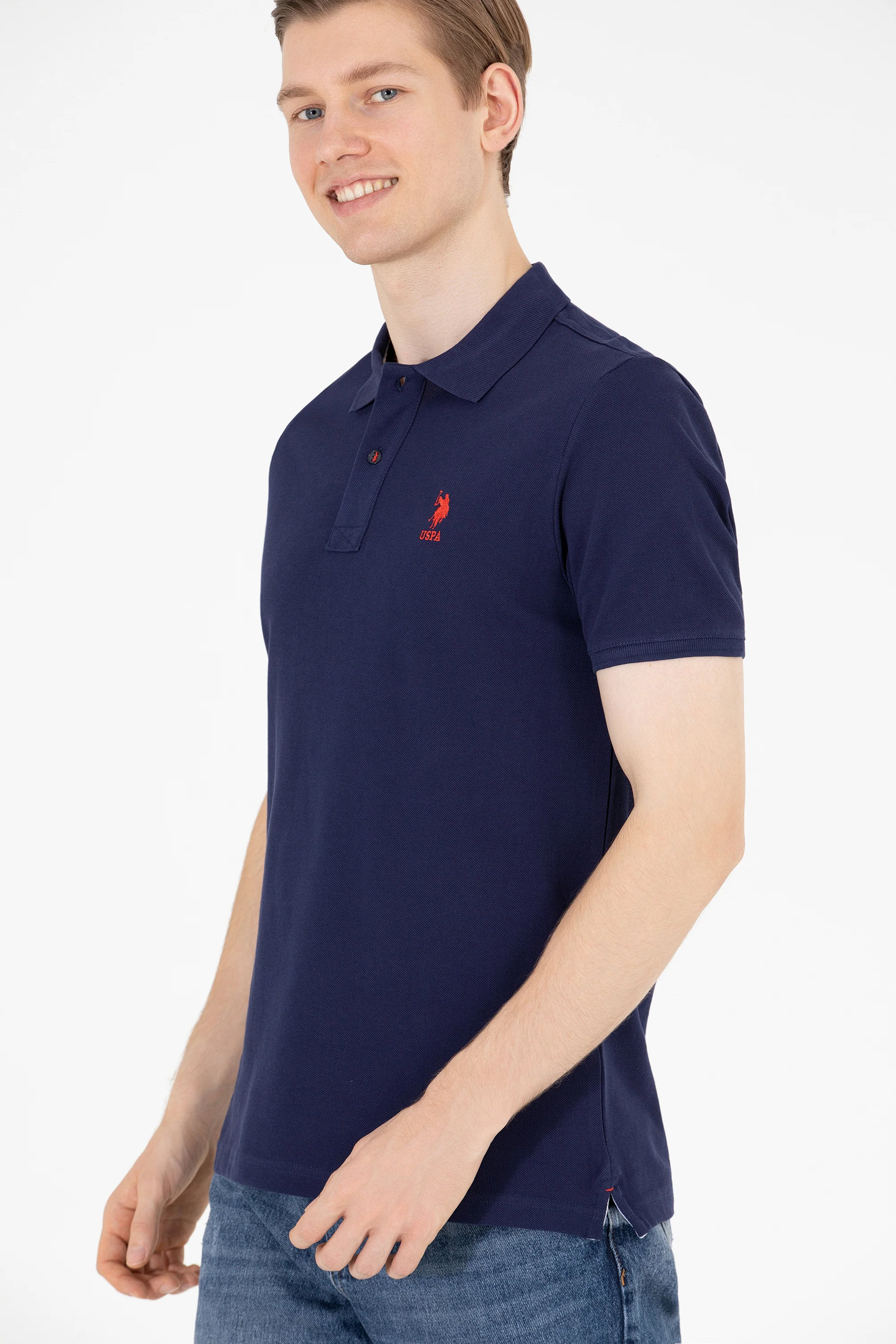 Mens Basic Polo Shirt Navy Blue - Image 3