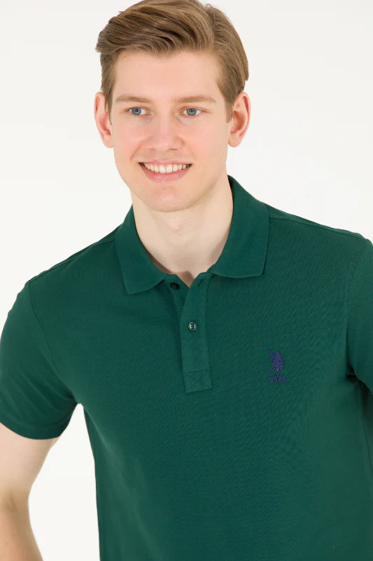 Mens Basic Polo Shirt Dark Green - Image 3