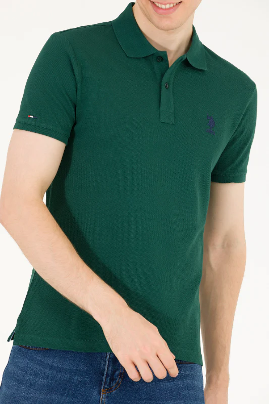 Mens Basic Polo Shirt Dark Green - Image 4
