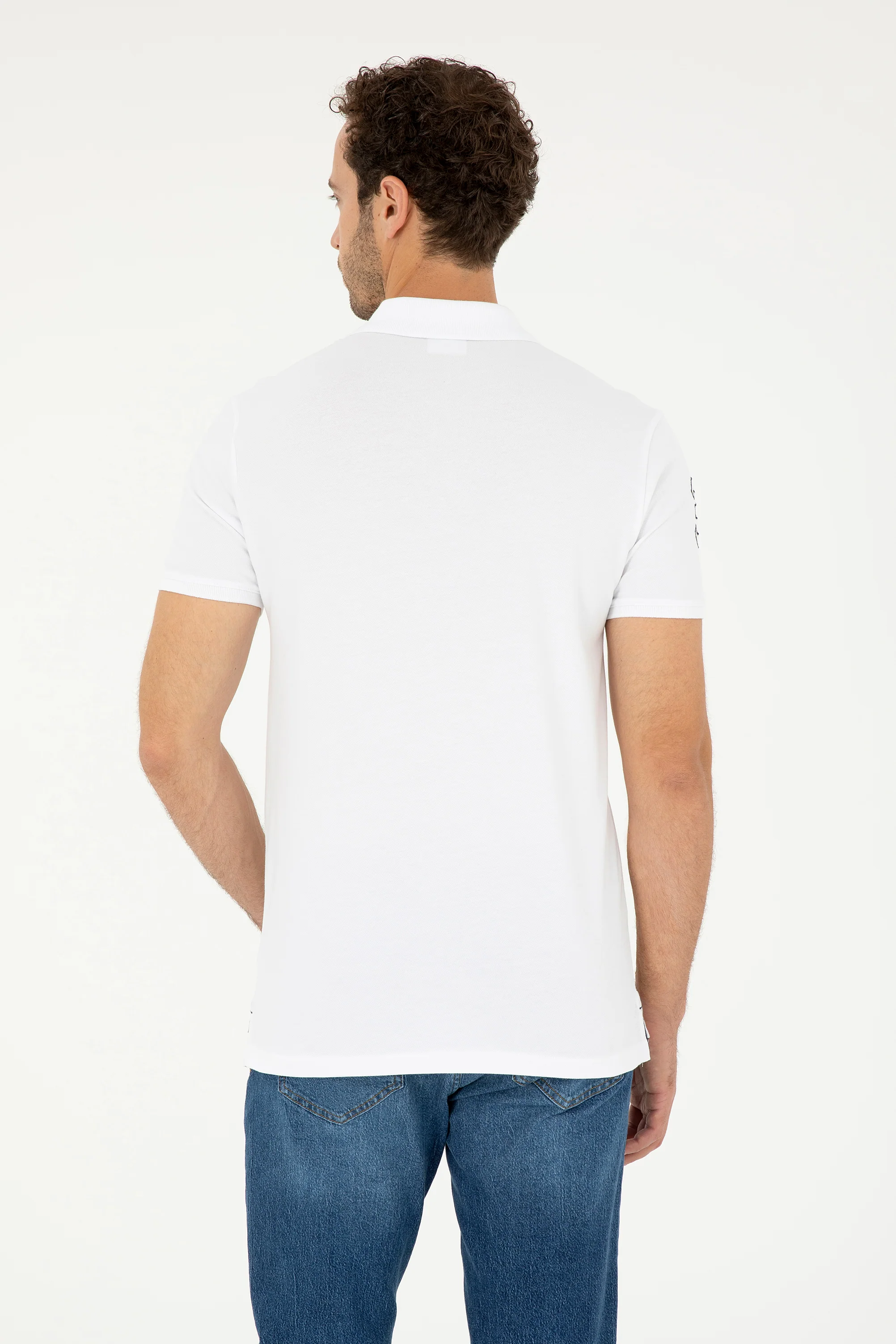 Mens Basic Polo Shirt White - Image 2