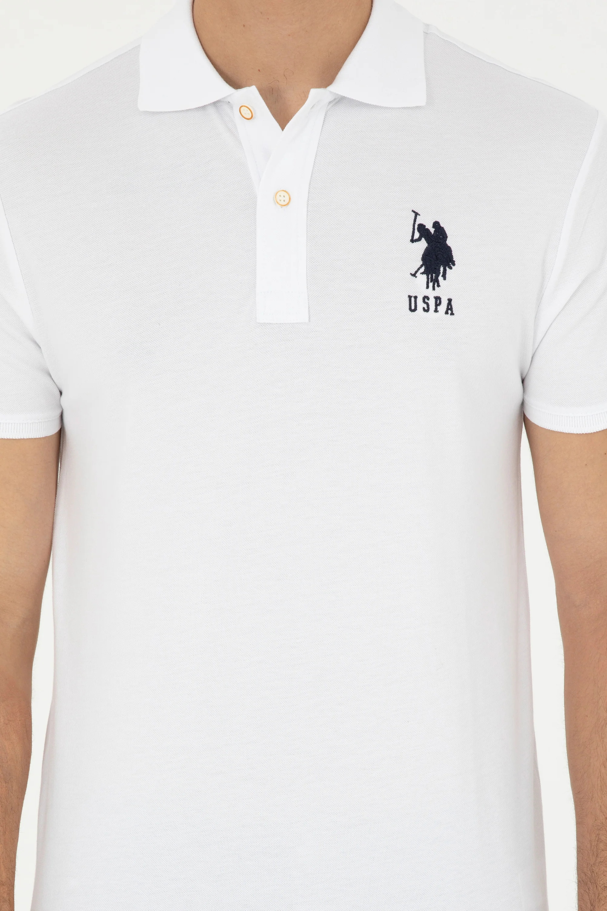 Mens Basic Polo Shirt White - Image 3