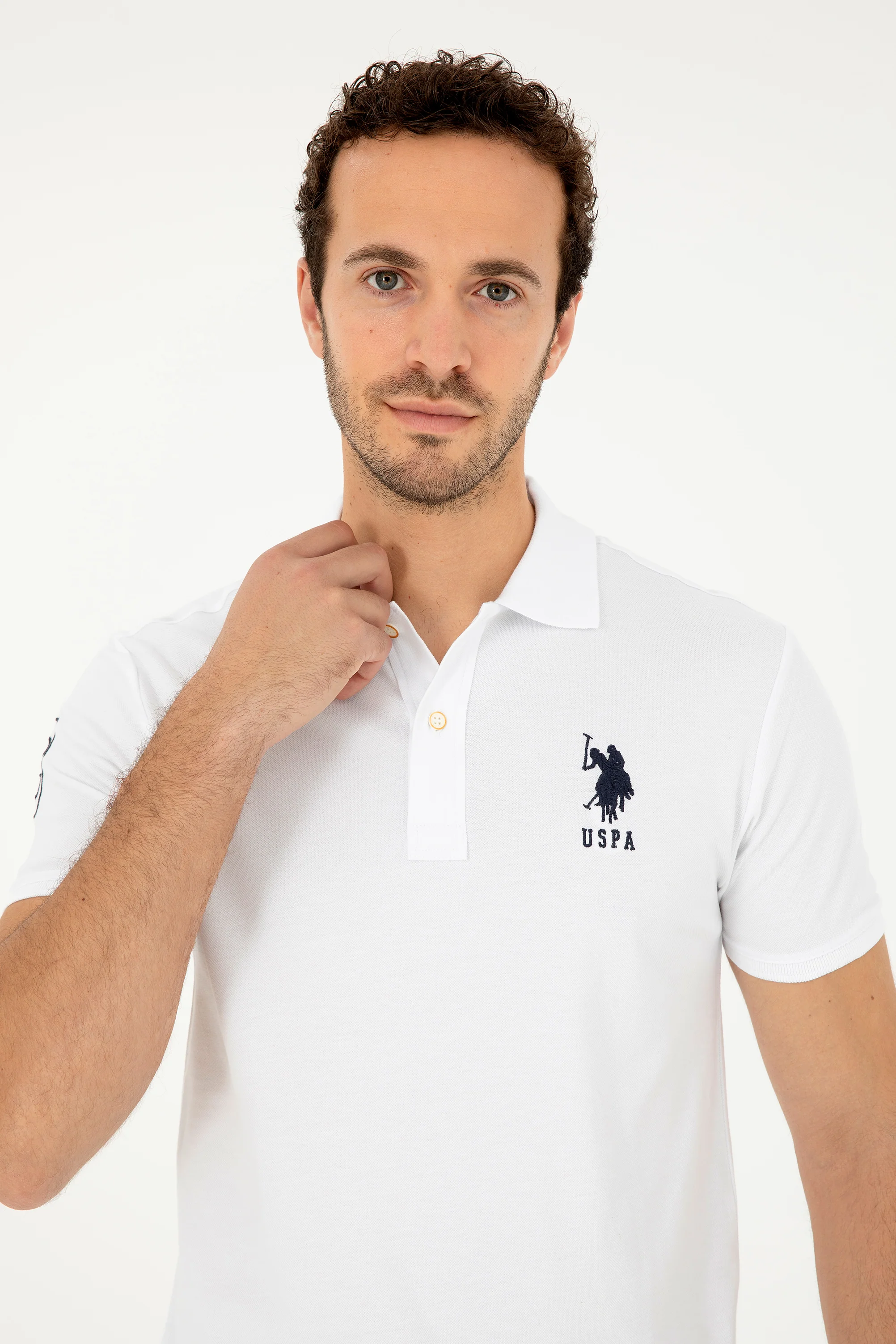 Mens Basic Polo Shirt White - Image 4