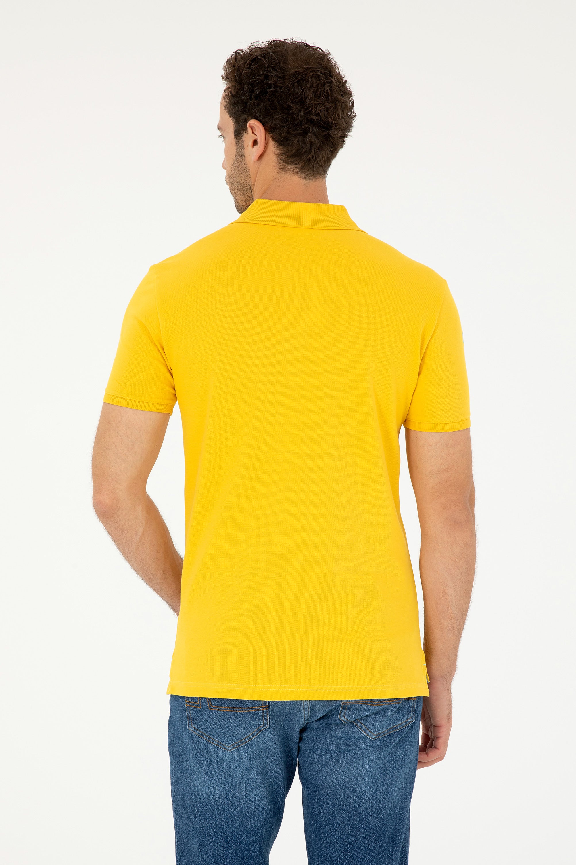 Mens Basic Polo Shirt Saffron - Image 2