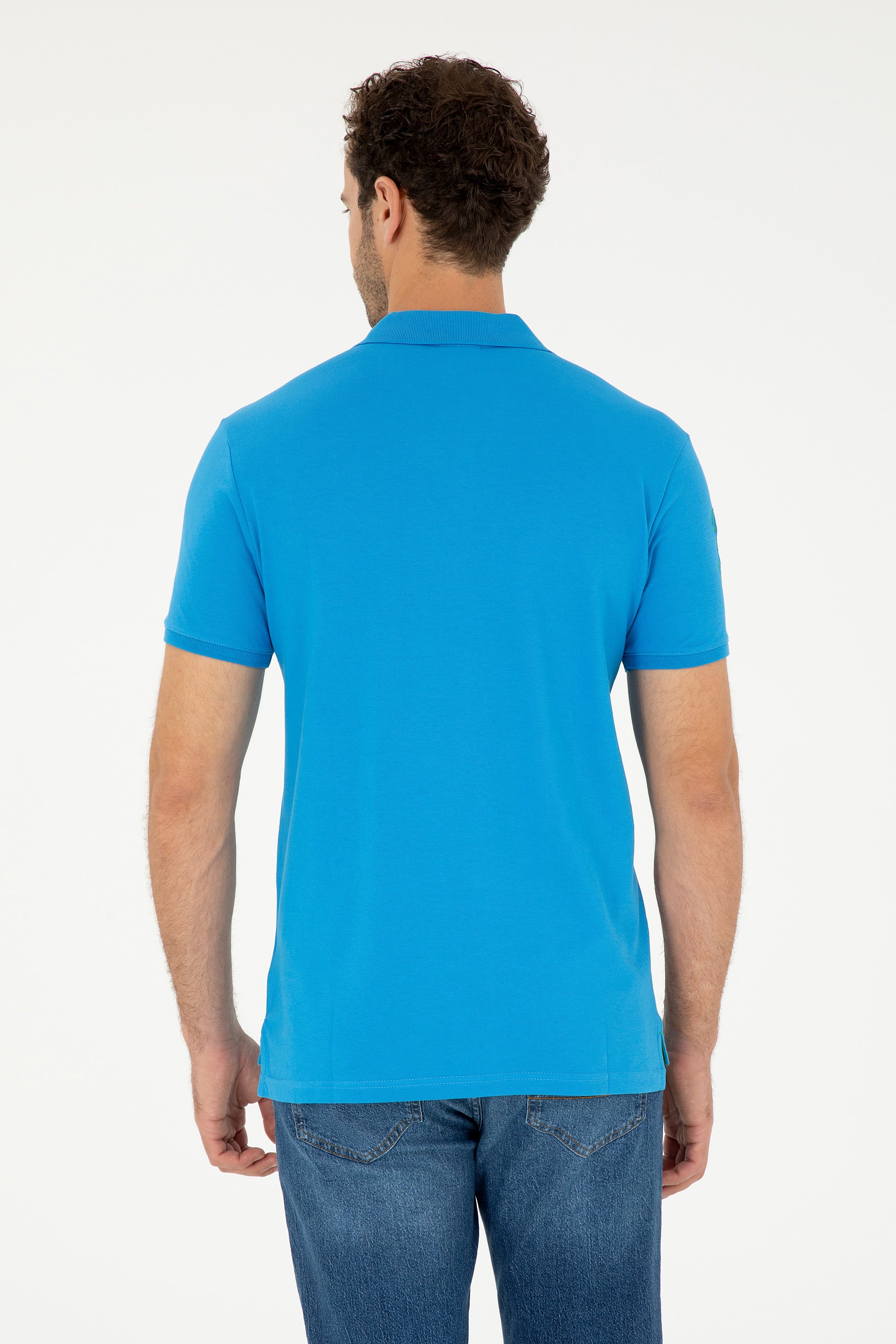 Mens Basic Polo Shirt Sax - Image 2