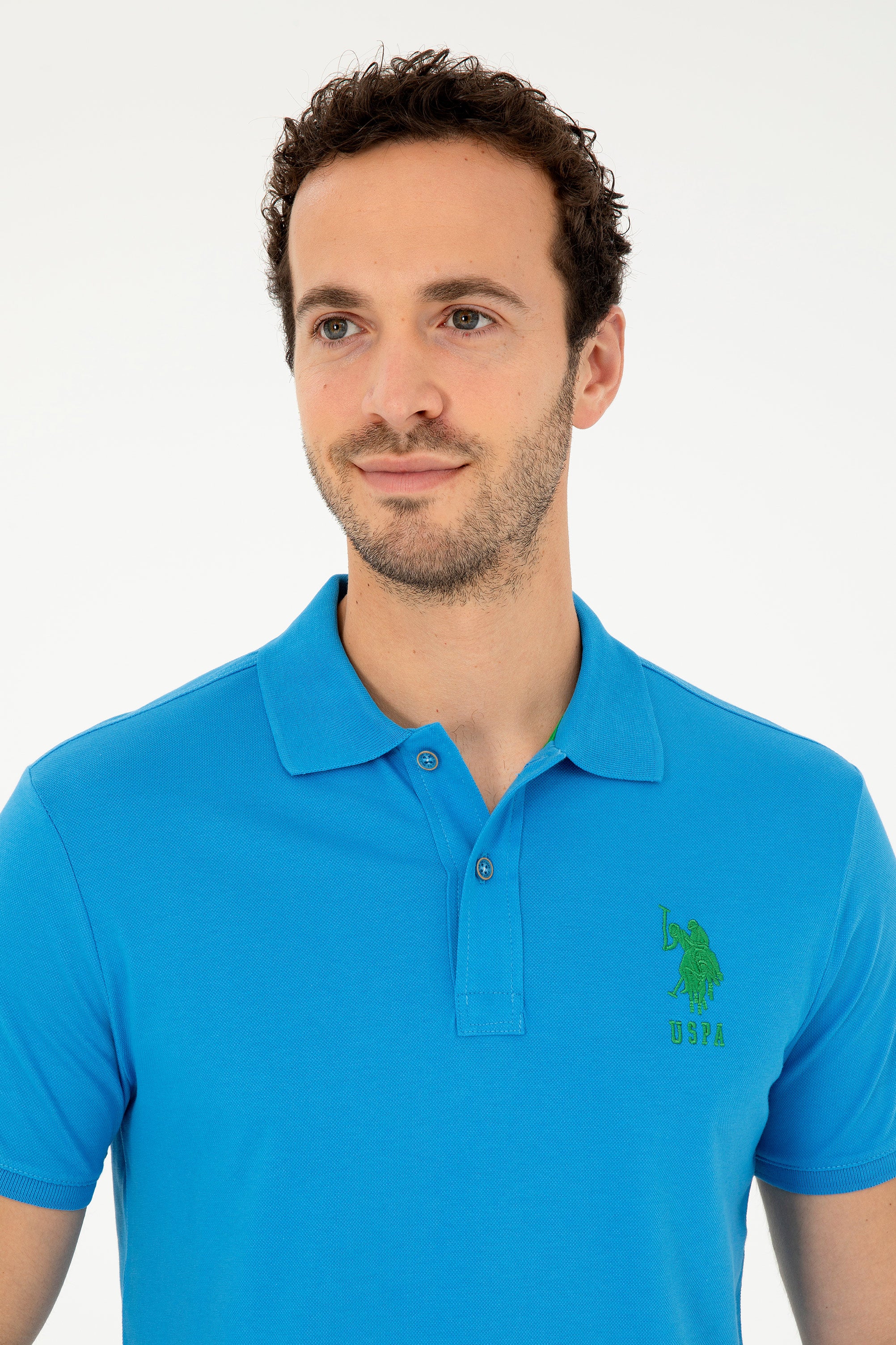 Mens Basic Polo Shirt Sax - Image 4
