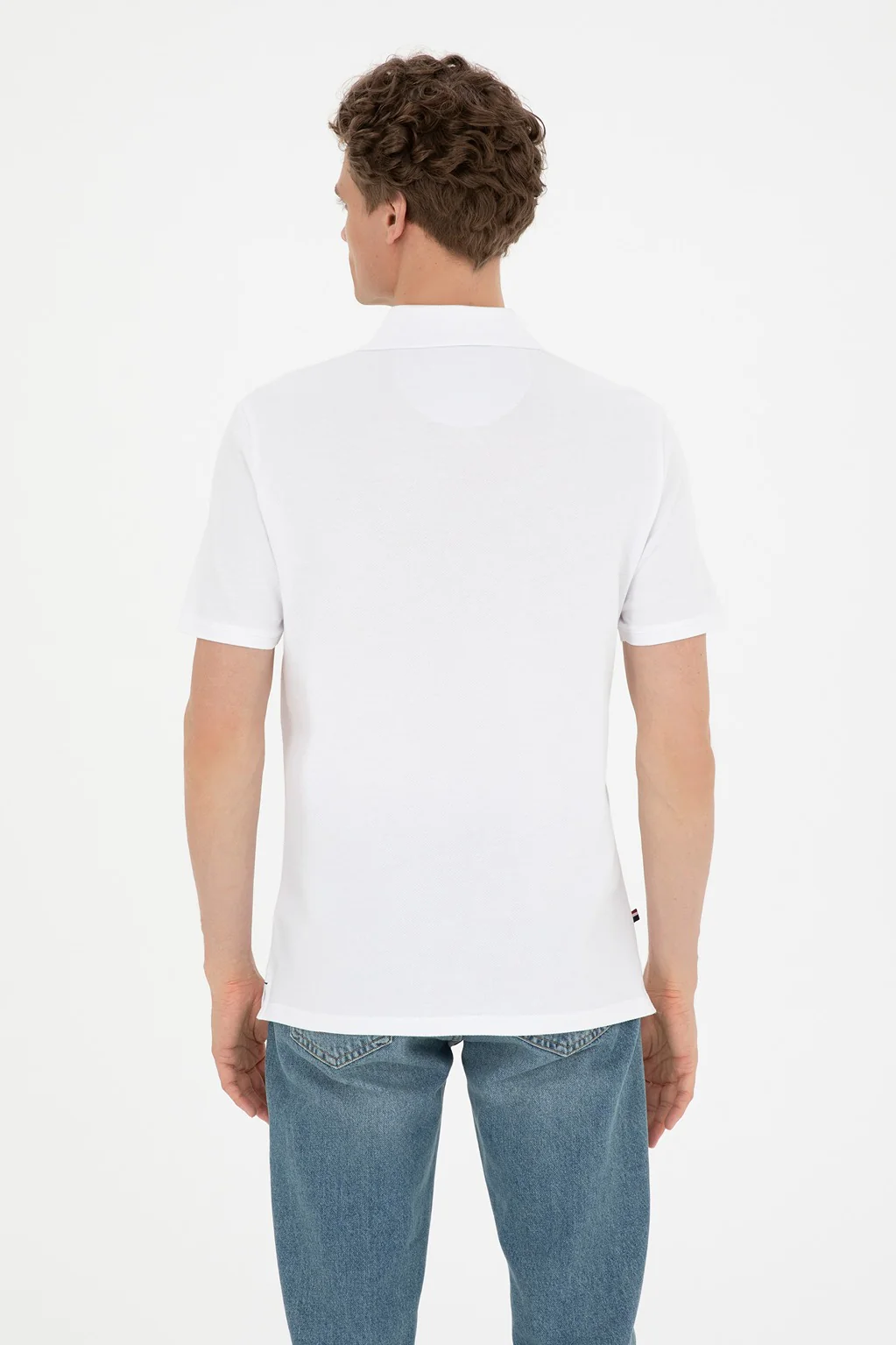 Mens Basic Polo Shirt White - Image 2