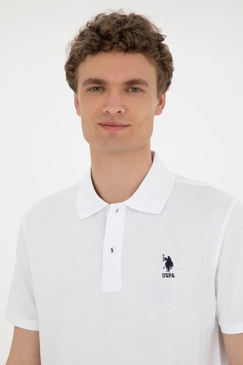 Mens Basic Polo Shirt White - Image 3