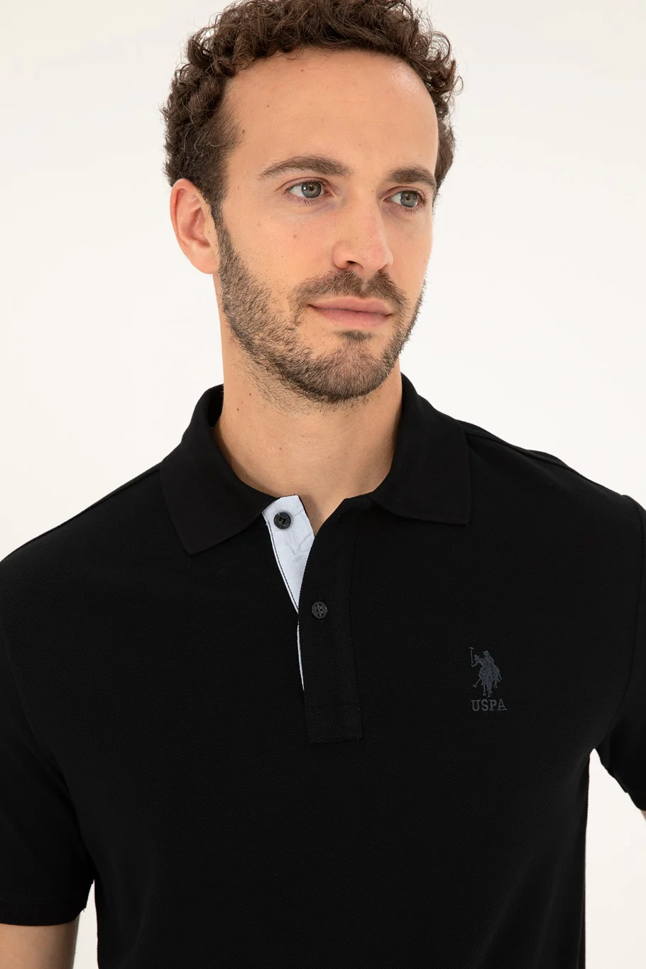Mens Basic Polo Shirt Black - Image 3