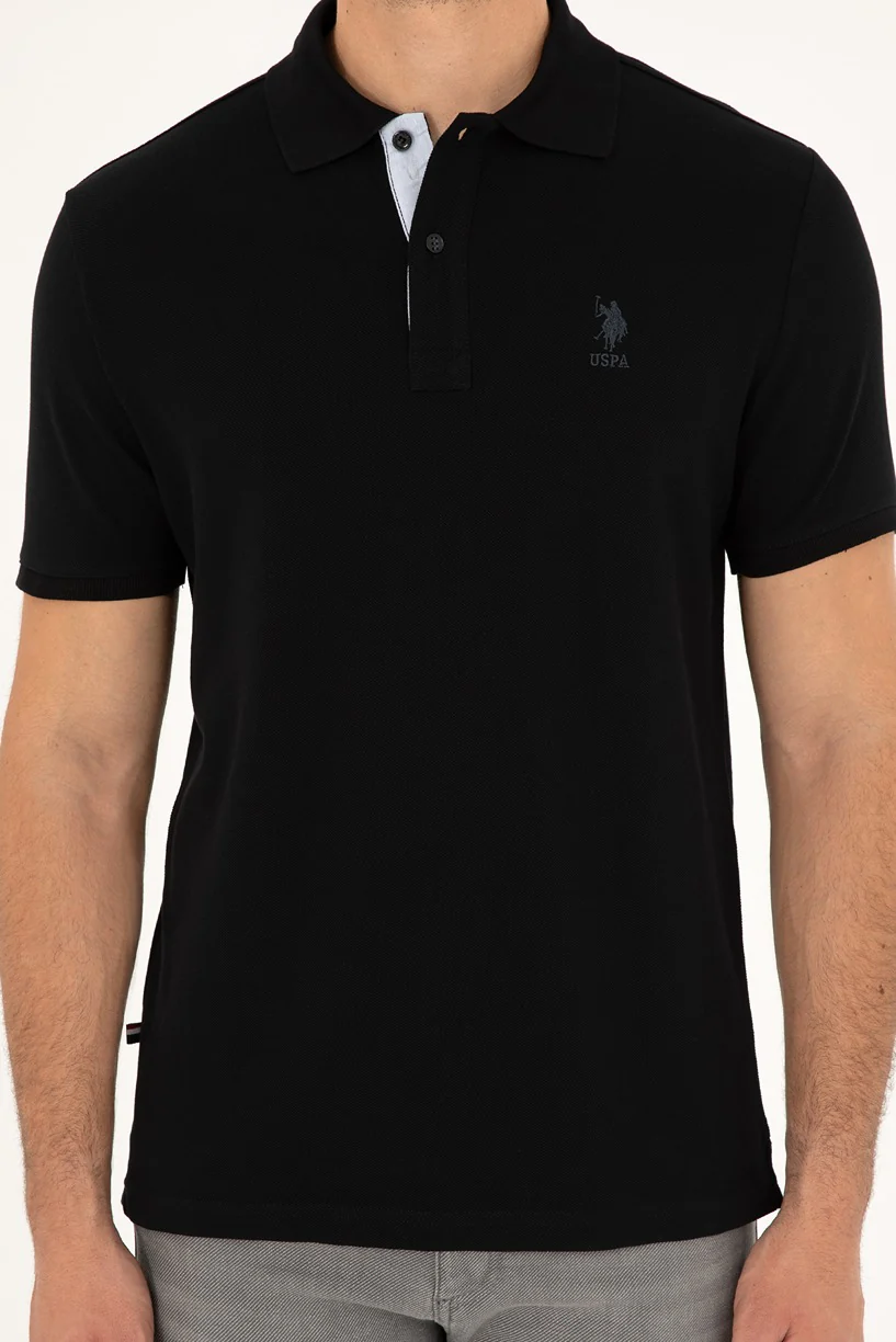 Mens Basic Polo Shirt Black - Image 4