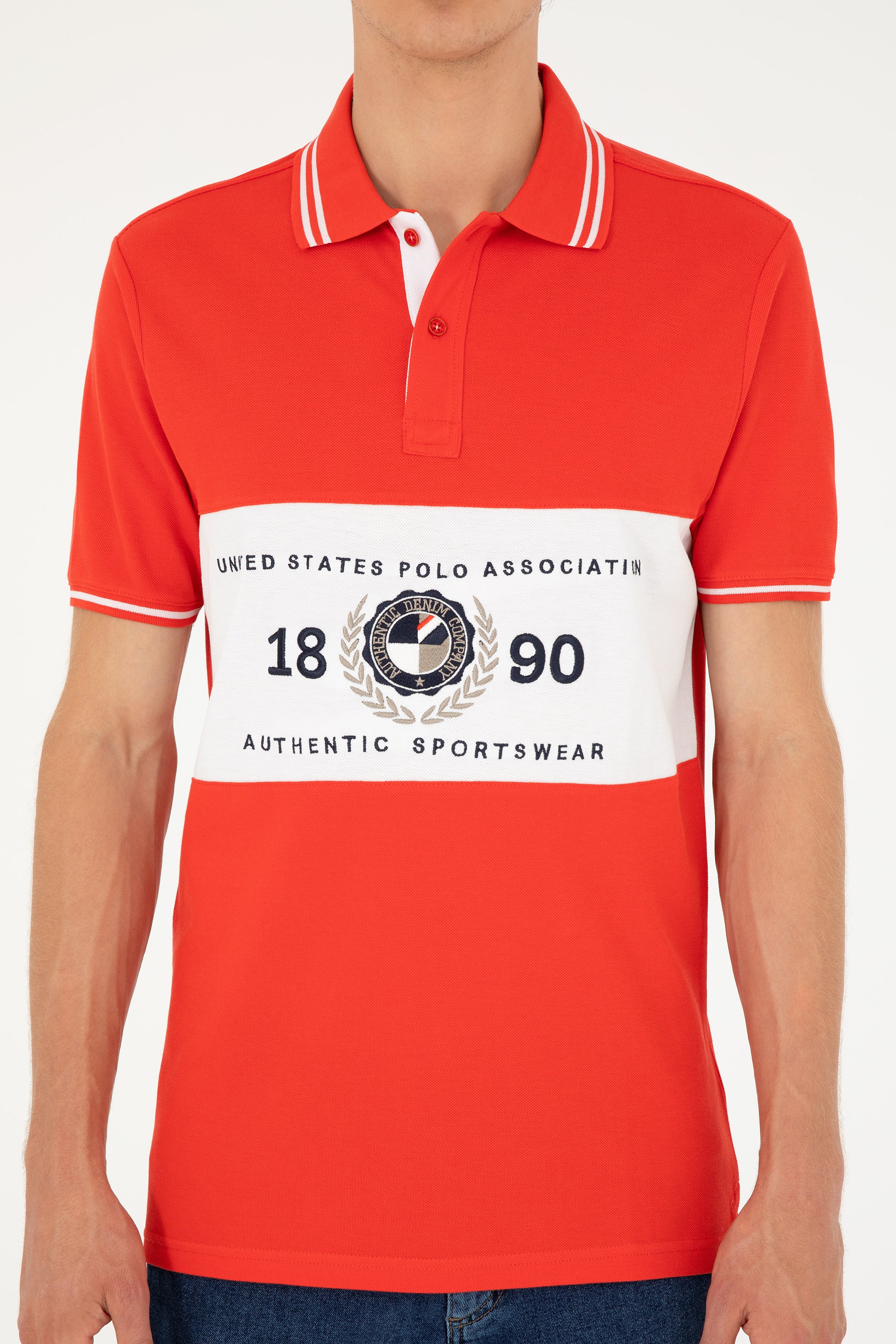 Mens Polo Shirt Red - Image 3