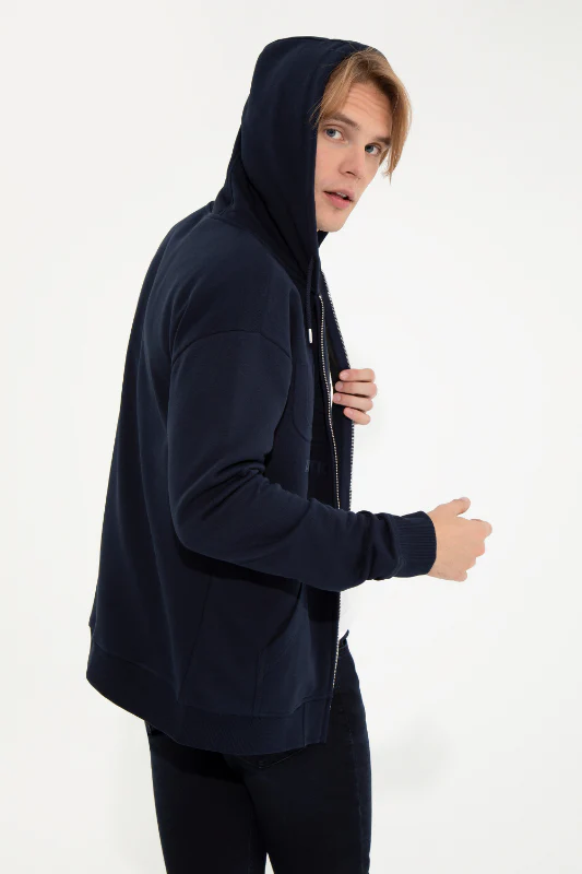 Mens Hoodie Navy Blue - Image 2