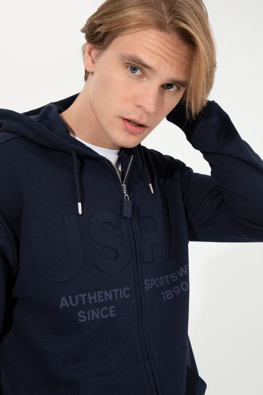 Mens Hoodie Navy Blue - Image 3