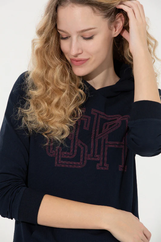 Womens Hoodie Navy Blue - Image 3