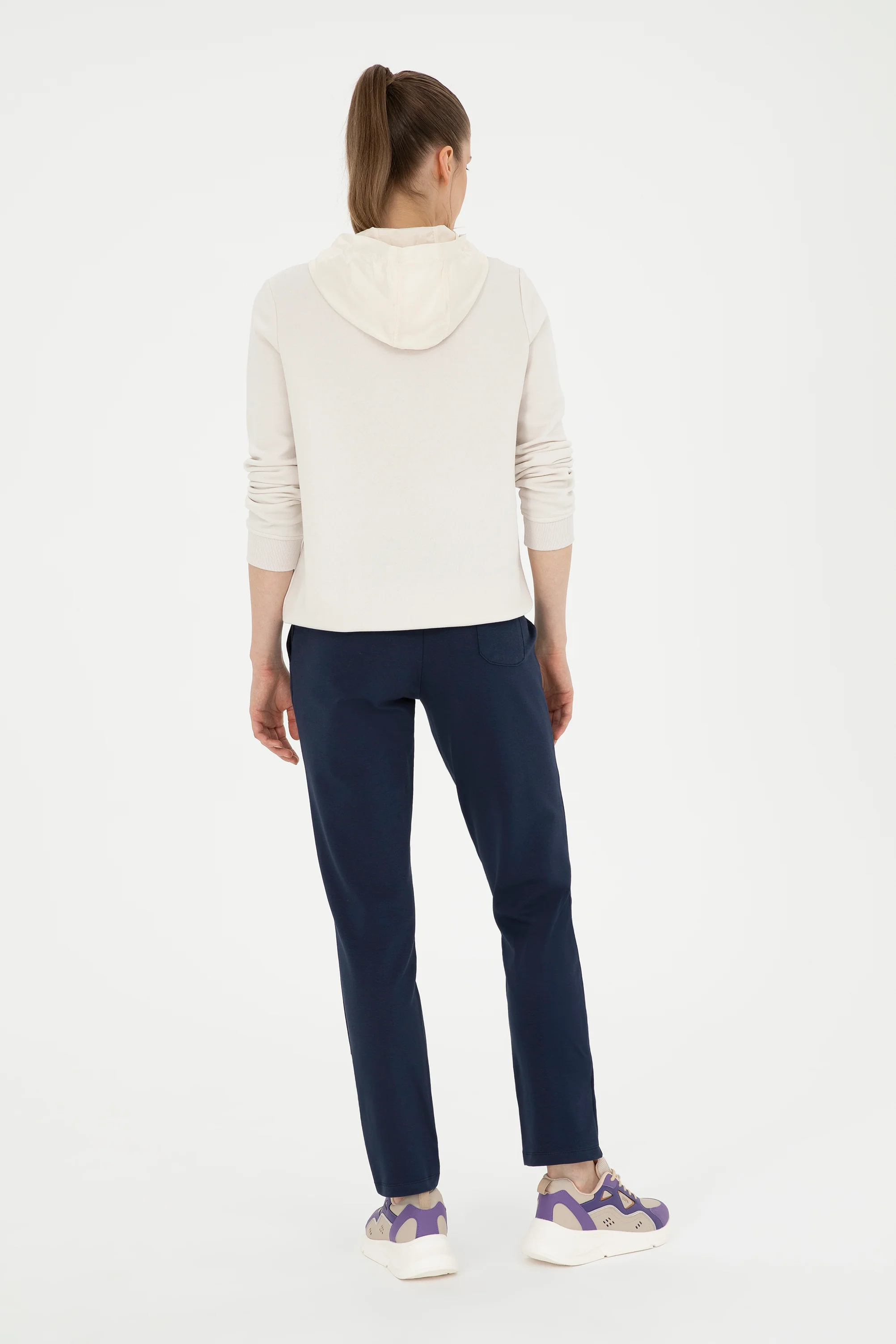 Womens Ladies Sweatpants Navy Blue - Image 4