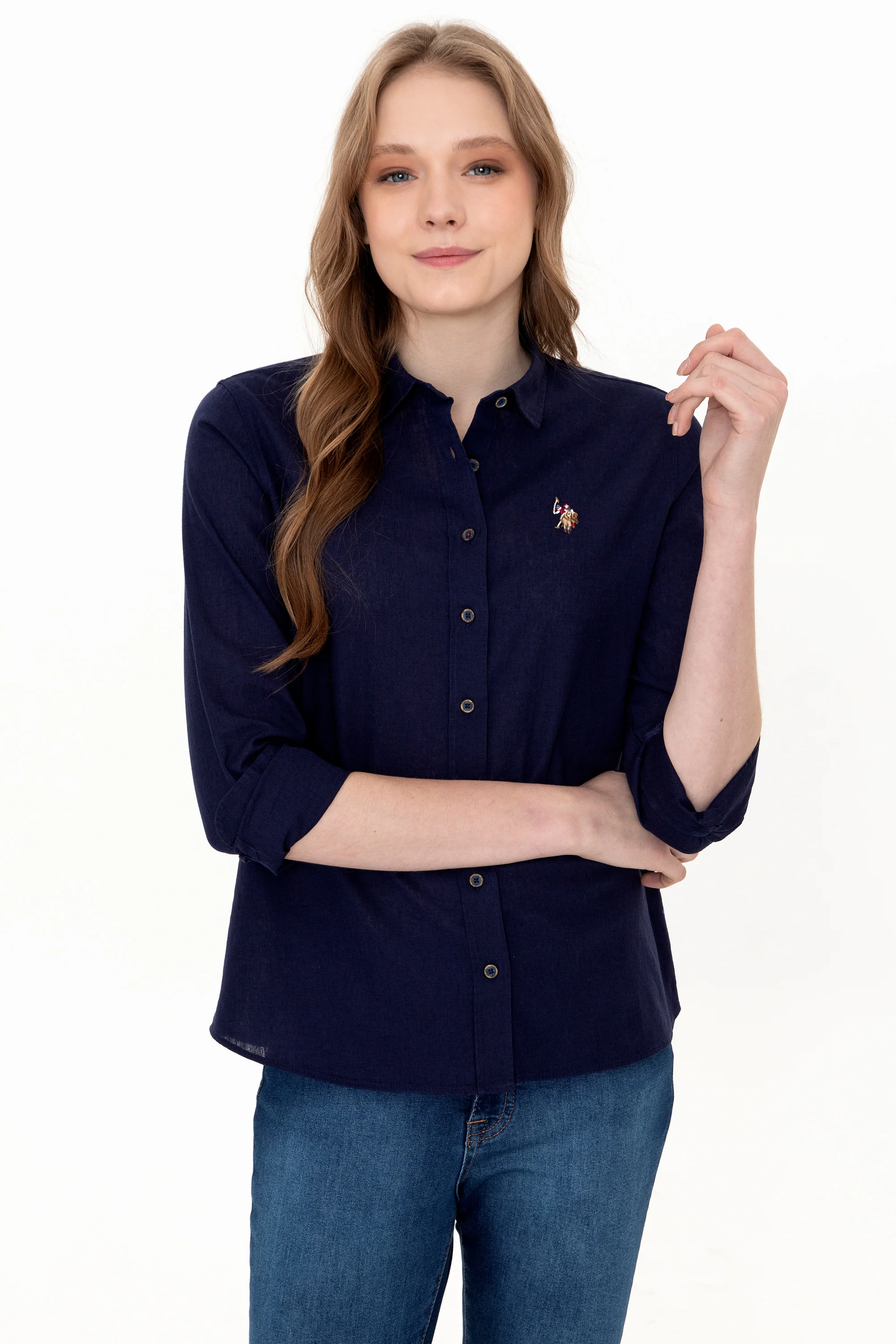 Womens Basic Shirt Navy Blue