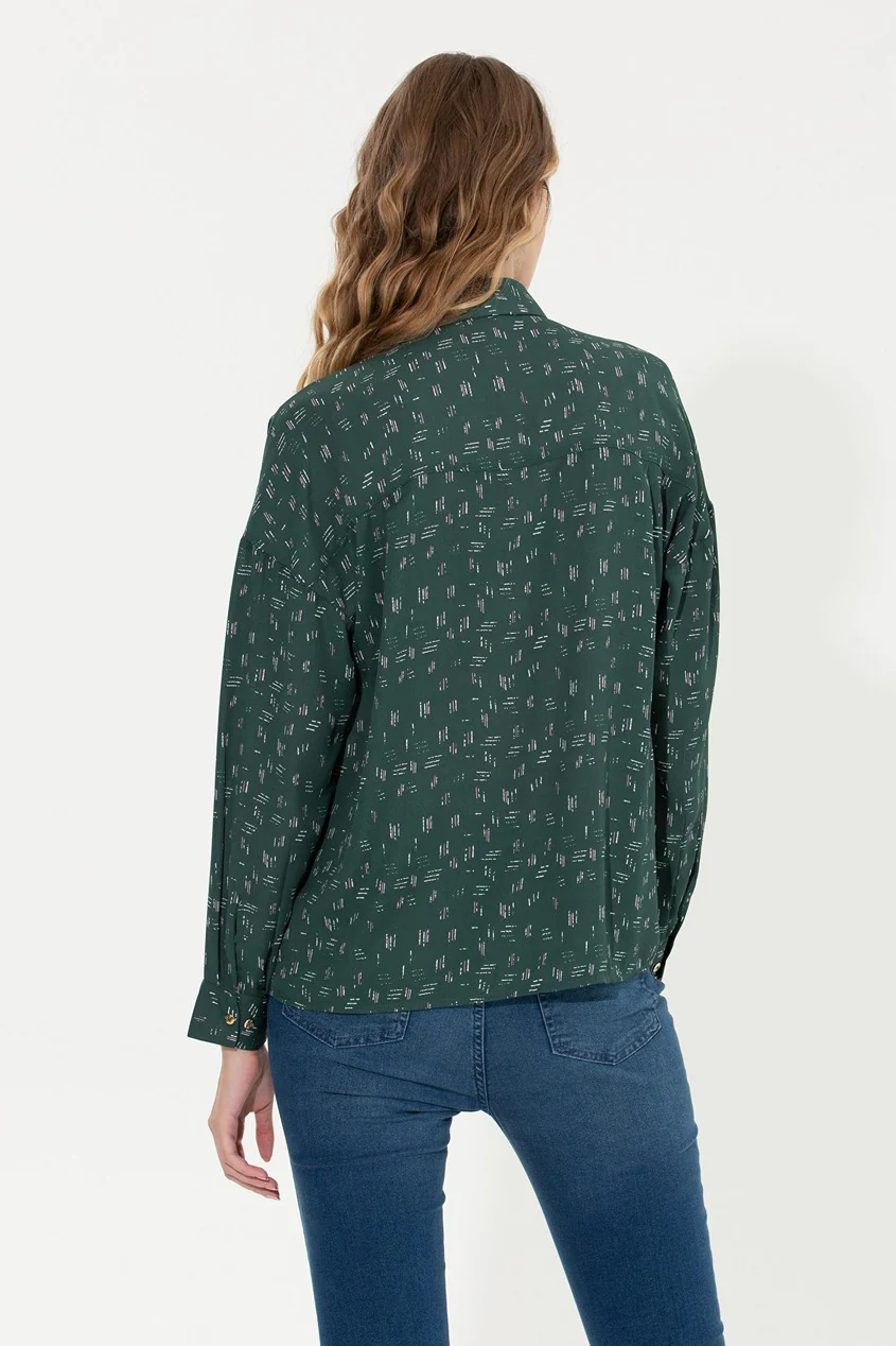 Womens Ladies Shirt Green - Image 2