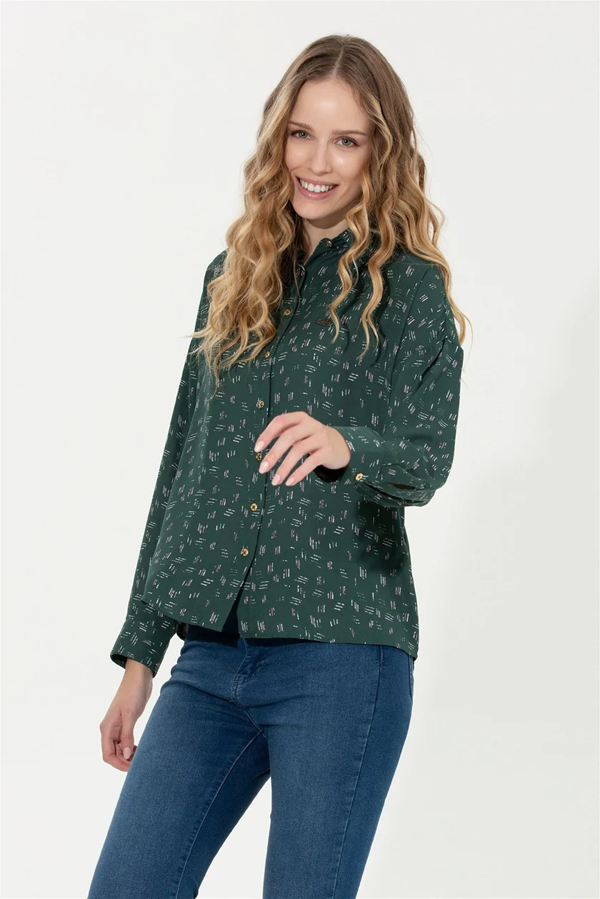 Womens Ladies Shirt Green - Image 3