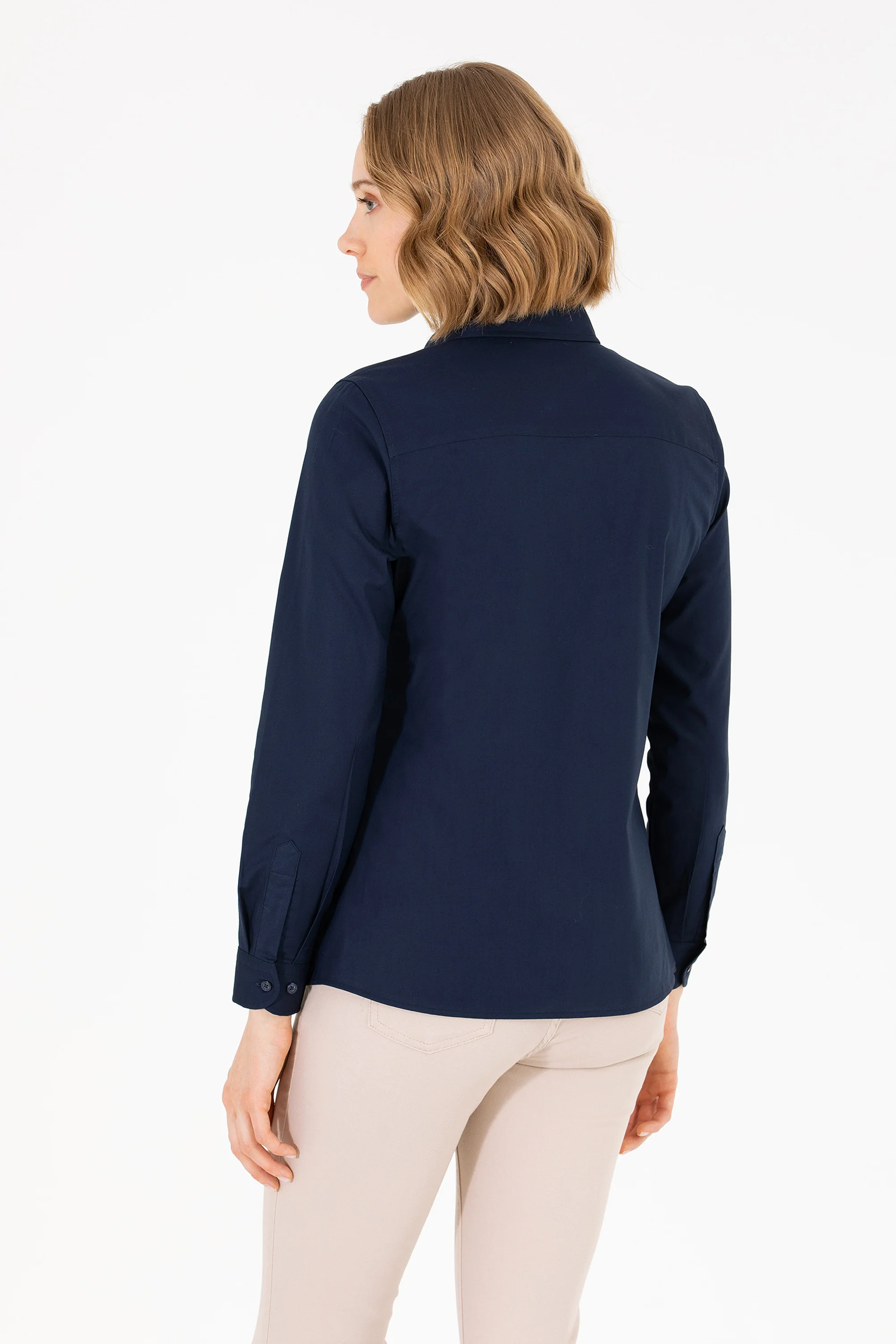 Womens Basic Shirt Navy Blue - Image 2