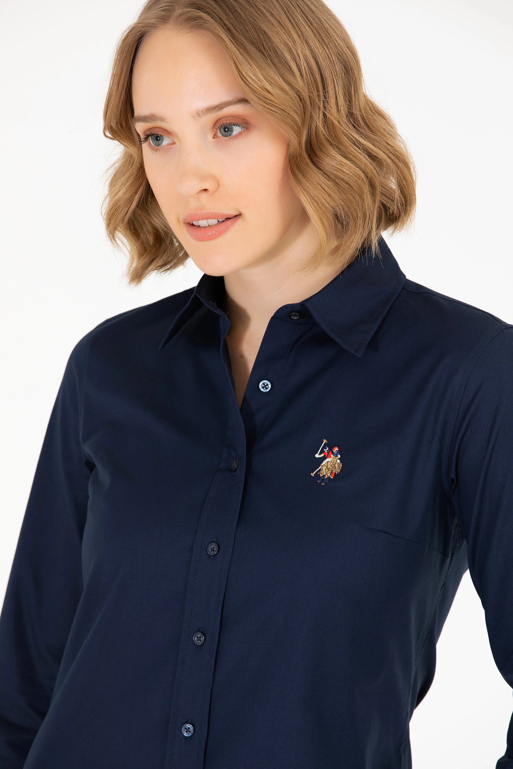 Womens Basic Shirt Navy Blue - Image 3