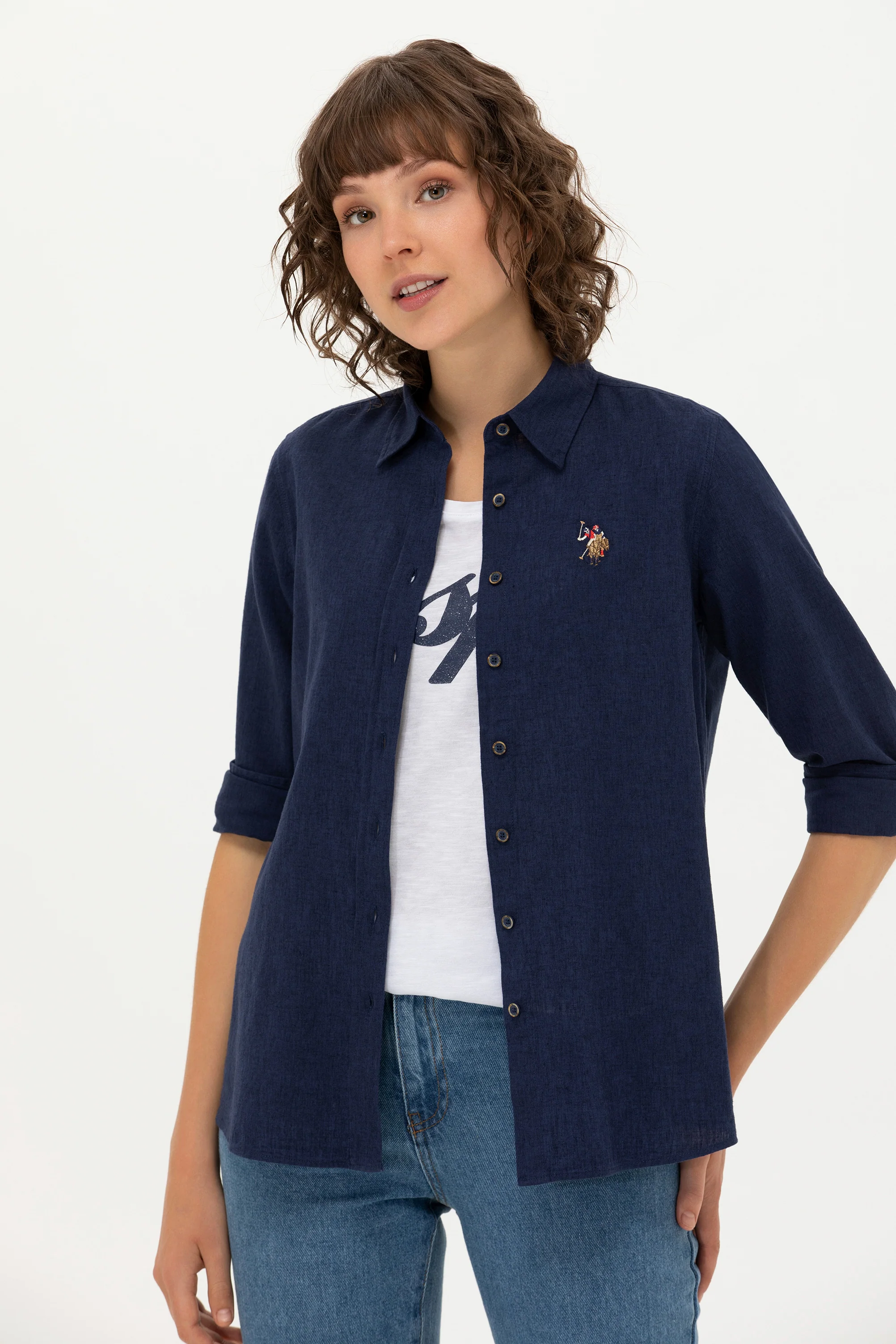 Womens Basic Shirt Navy Blue