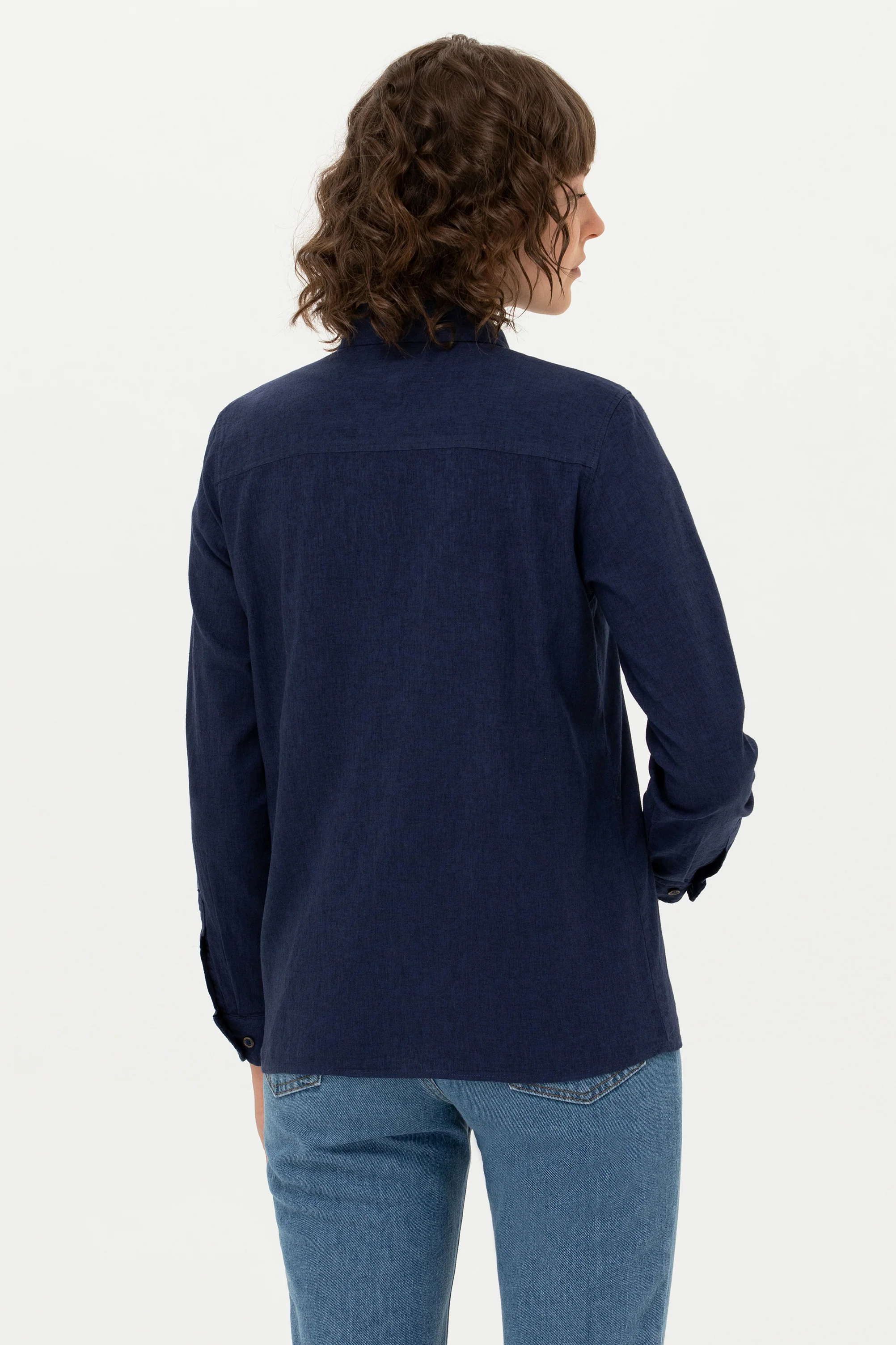 Womens Basic Shirt Navy Blue - Image 2
