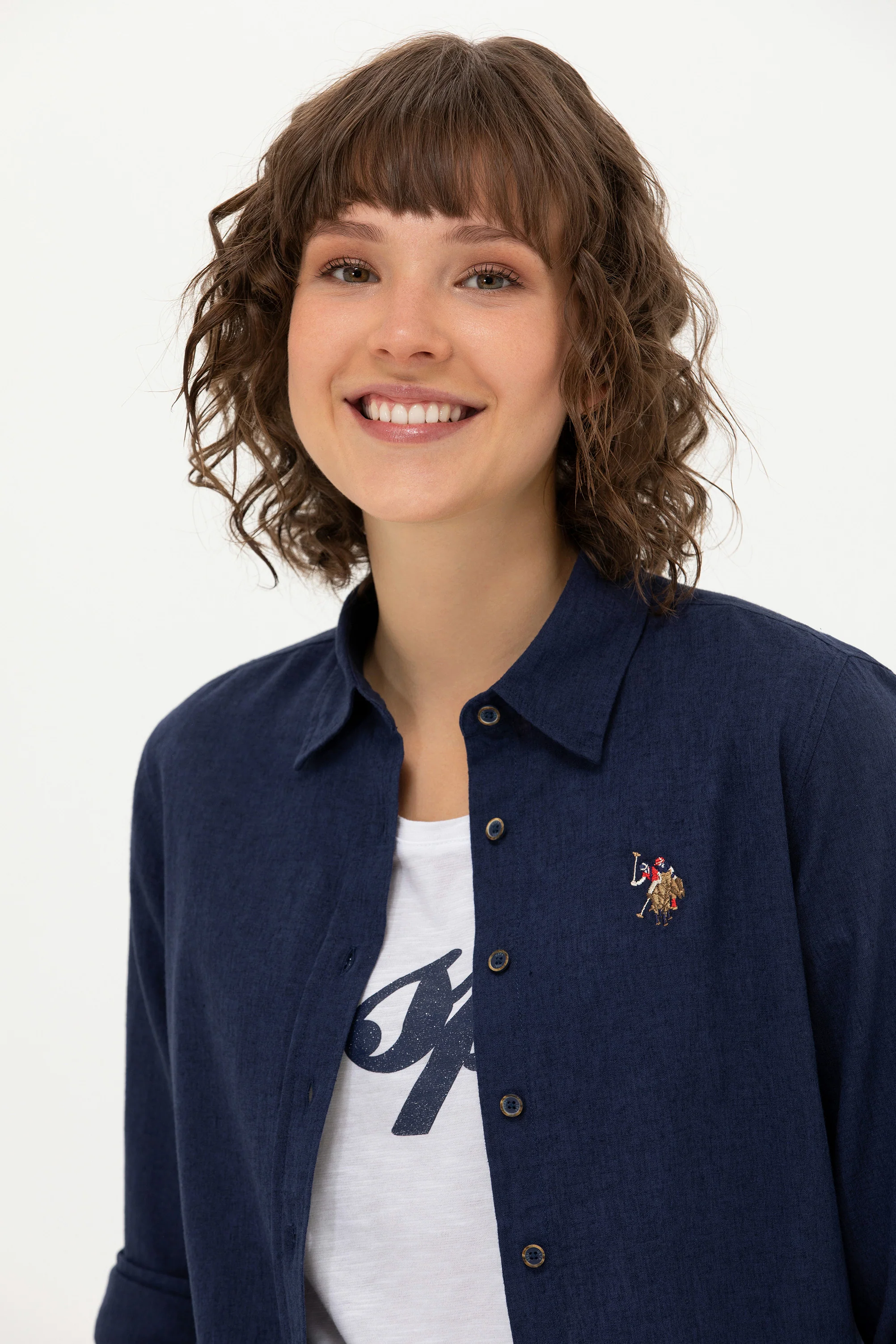 Womens Basic Shirt Navy Blue - Image 3