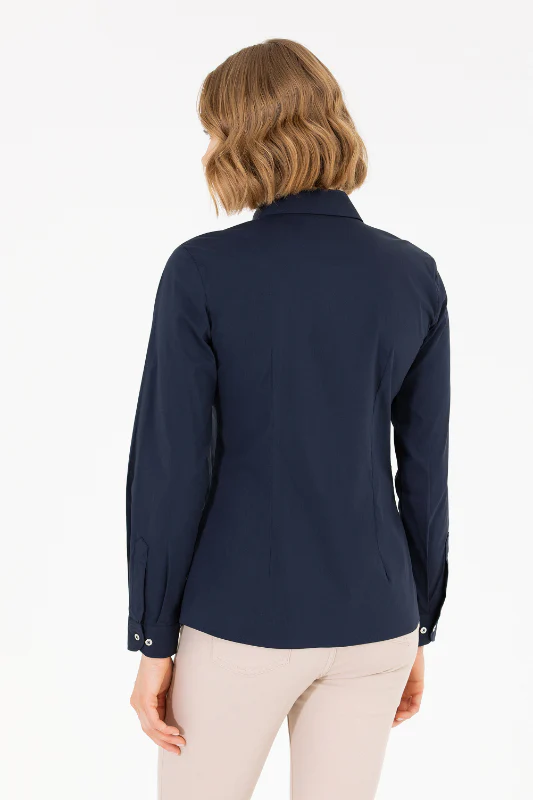 Womens Basic Shirt Navy Blue - Image 2