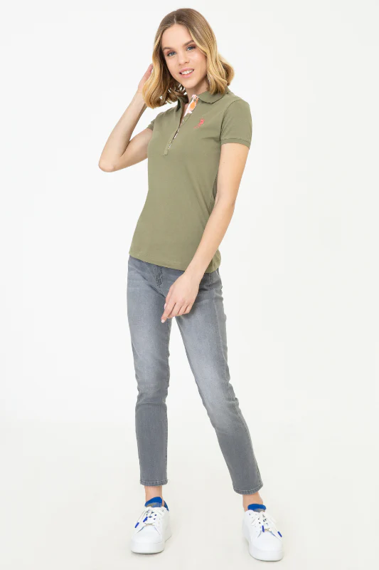 Womens Basic Polo Shirt Khaki