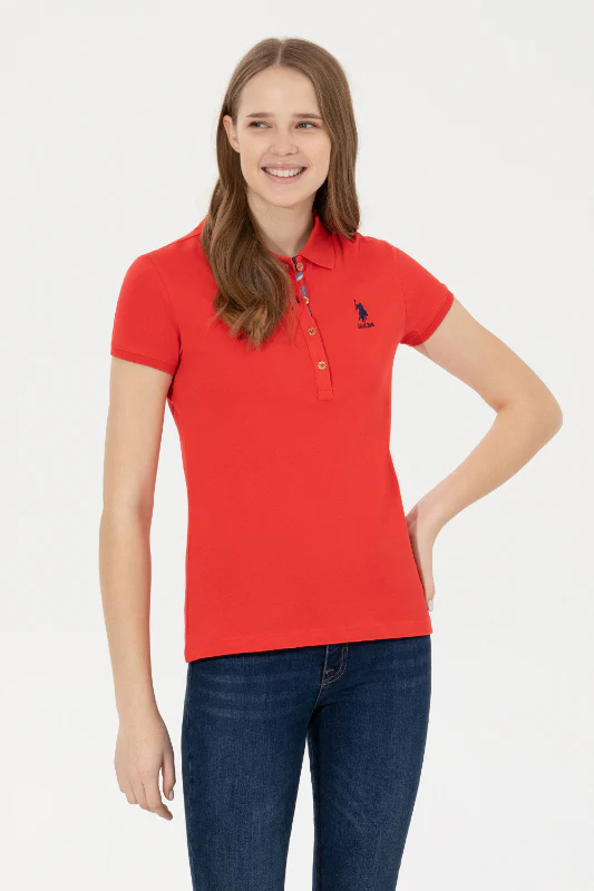 Womens Basic Polo Shirt Light Red
