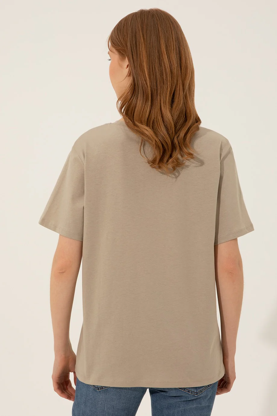 Womens Ladies T-Shirt Khaki - Image 2