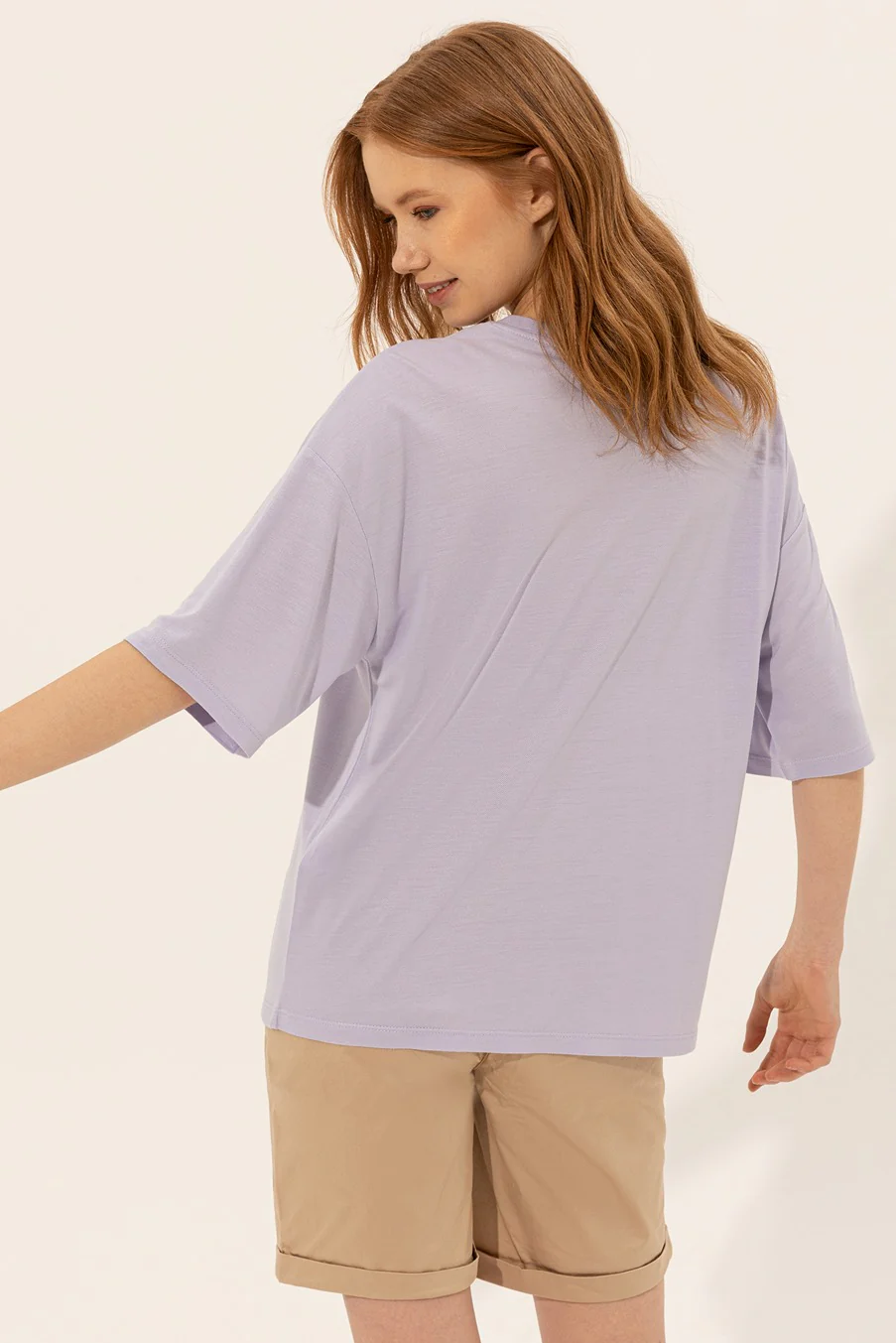 Womens Ladies T-Shirt Lilac - Image 2