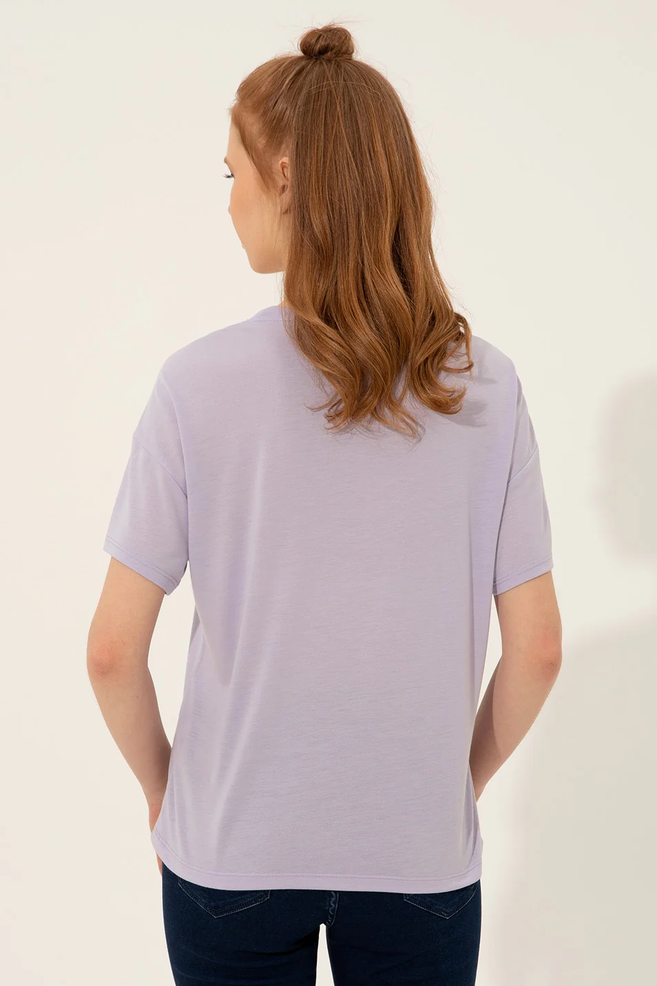 Womens Ladies T-Shirt Lilac - Image 2