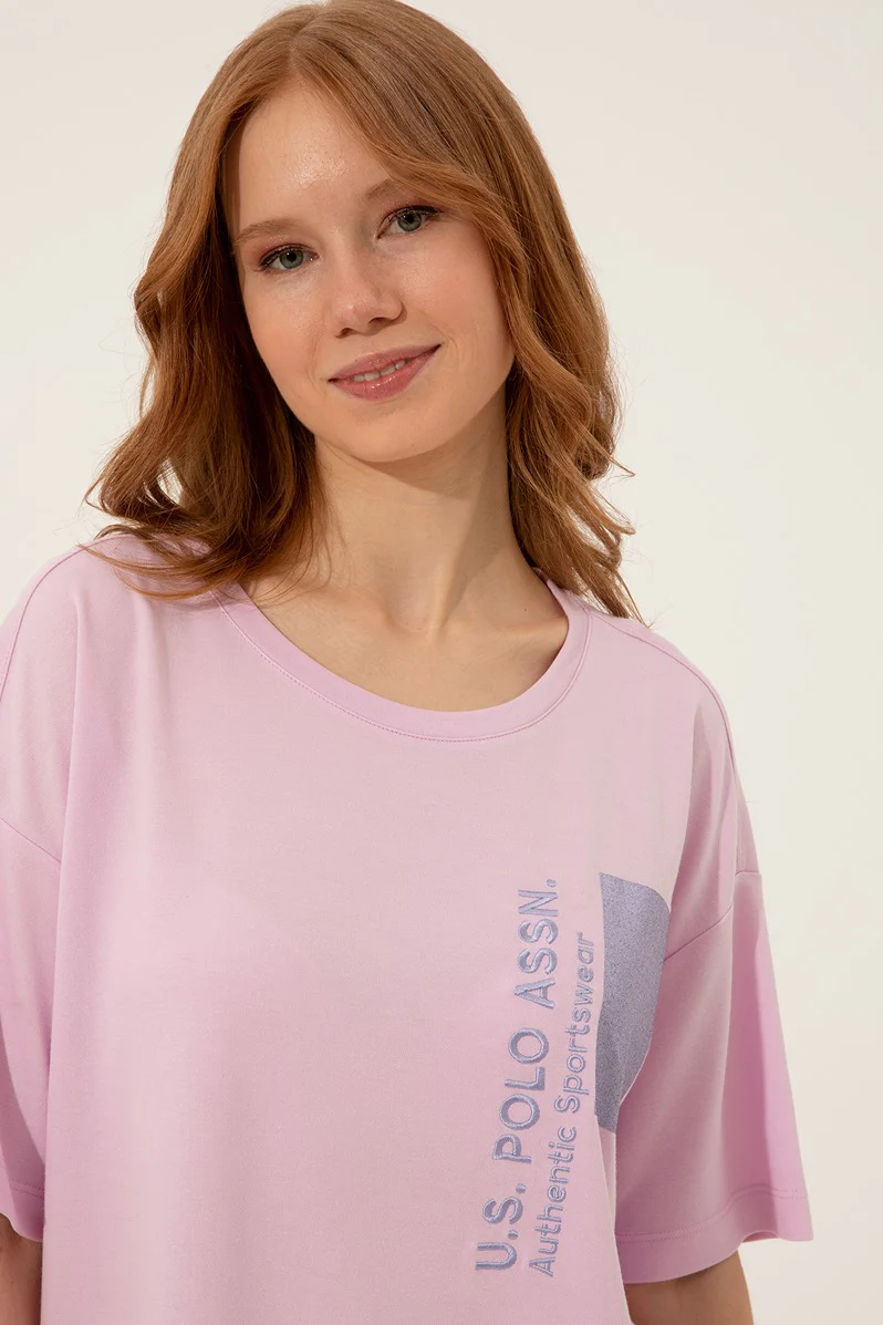 Womens Ladies T-Shirt Light Pink - Image 4