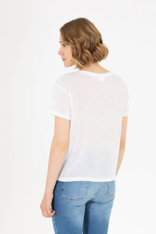 Womens T Shirt Ecru - Image 2