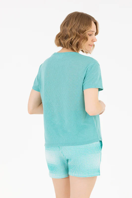 Womens T Shirt Green - Image 2
