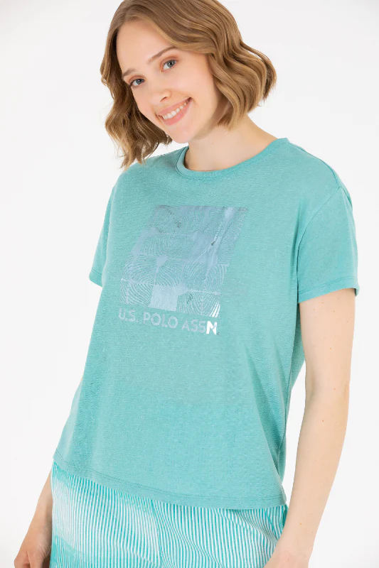 Womens T Shirt Green - Image 4
