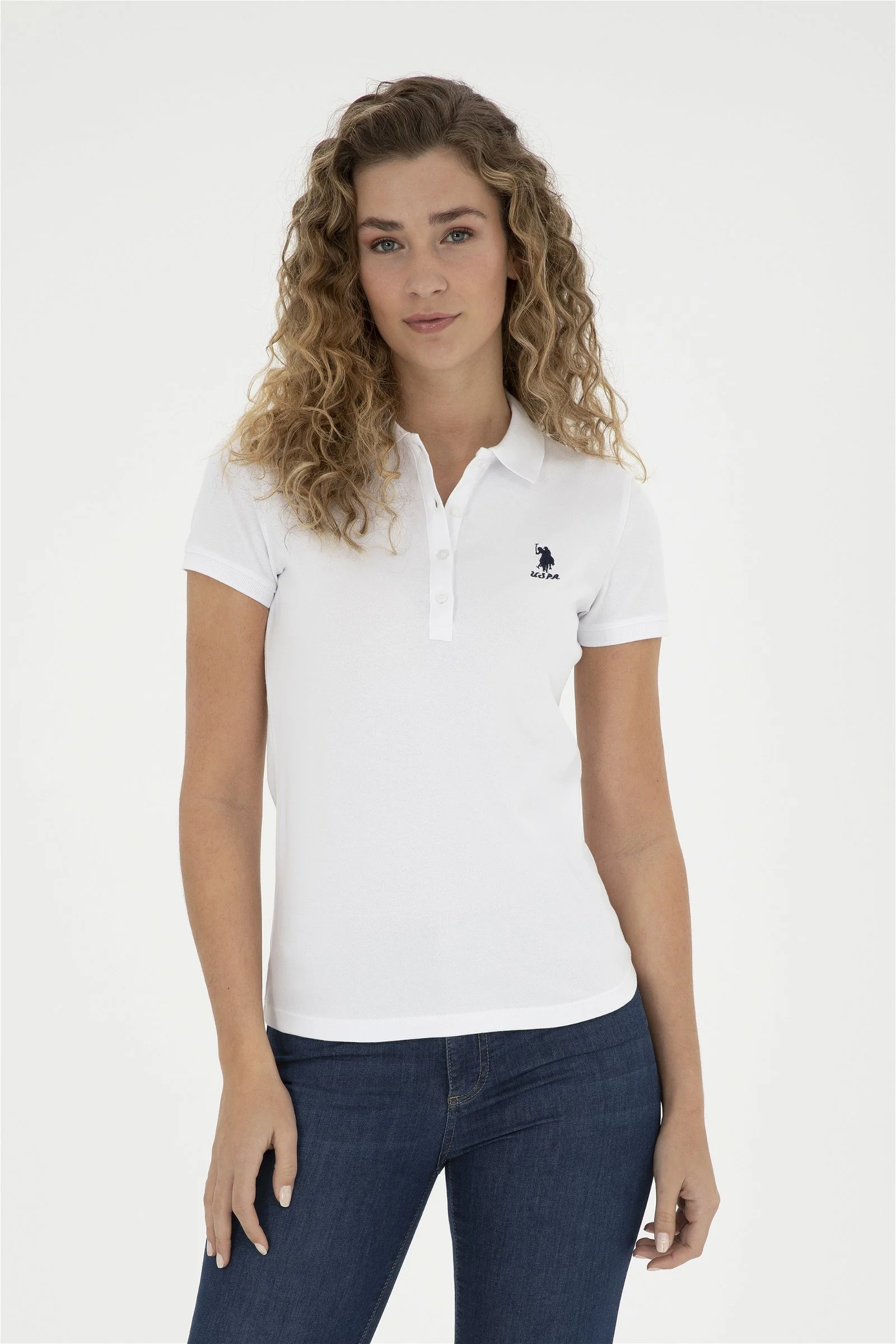 Womens Ladies Basic Polo Shirt White