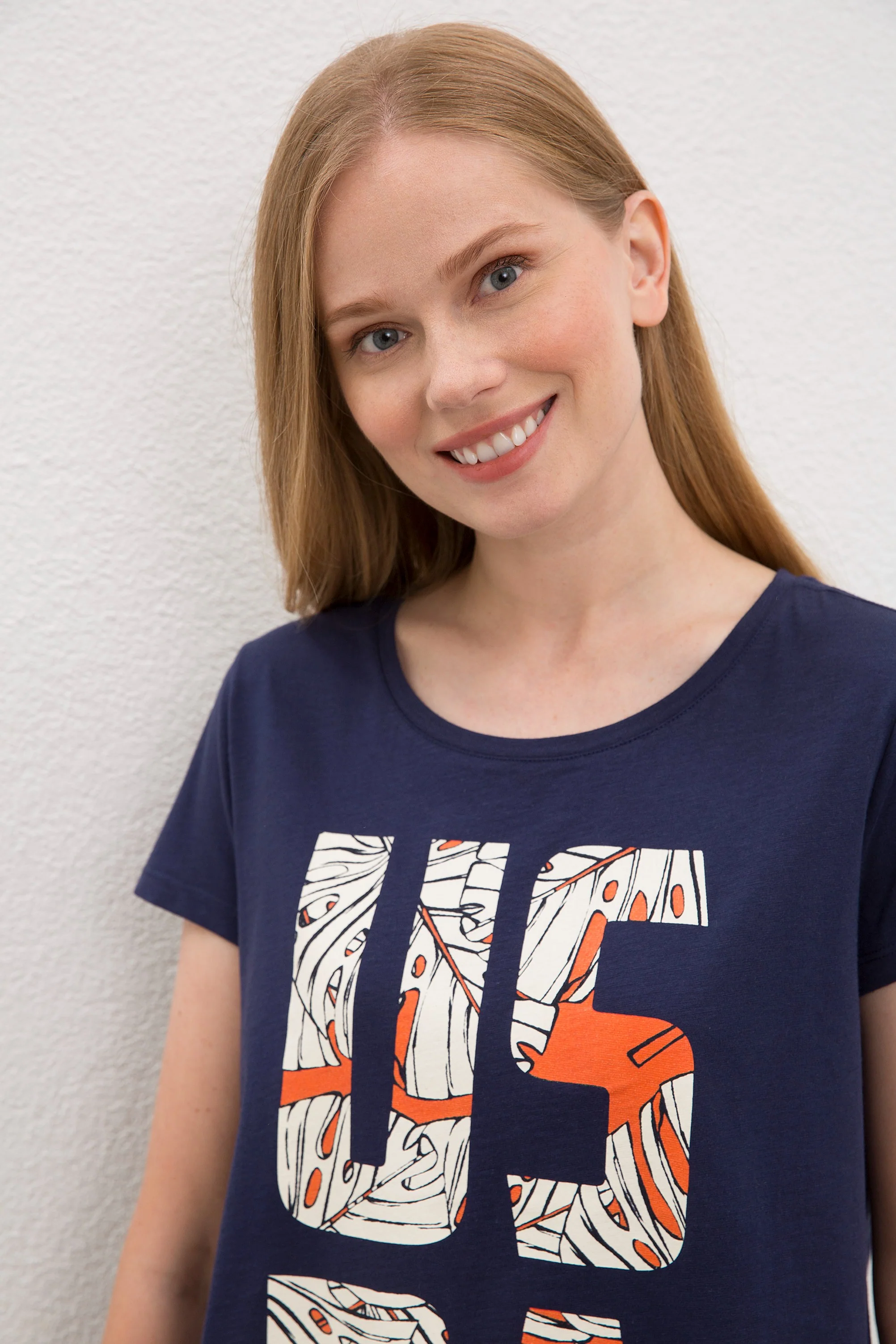 Womens Ladies T-Shirt Navy Blue - Image 2