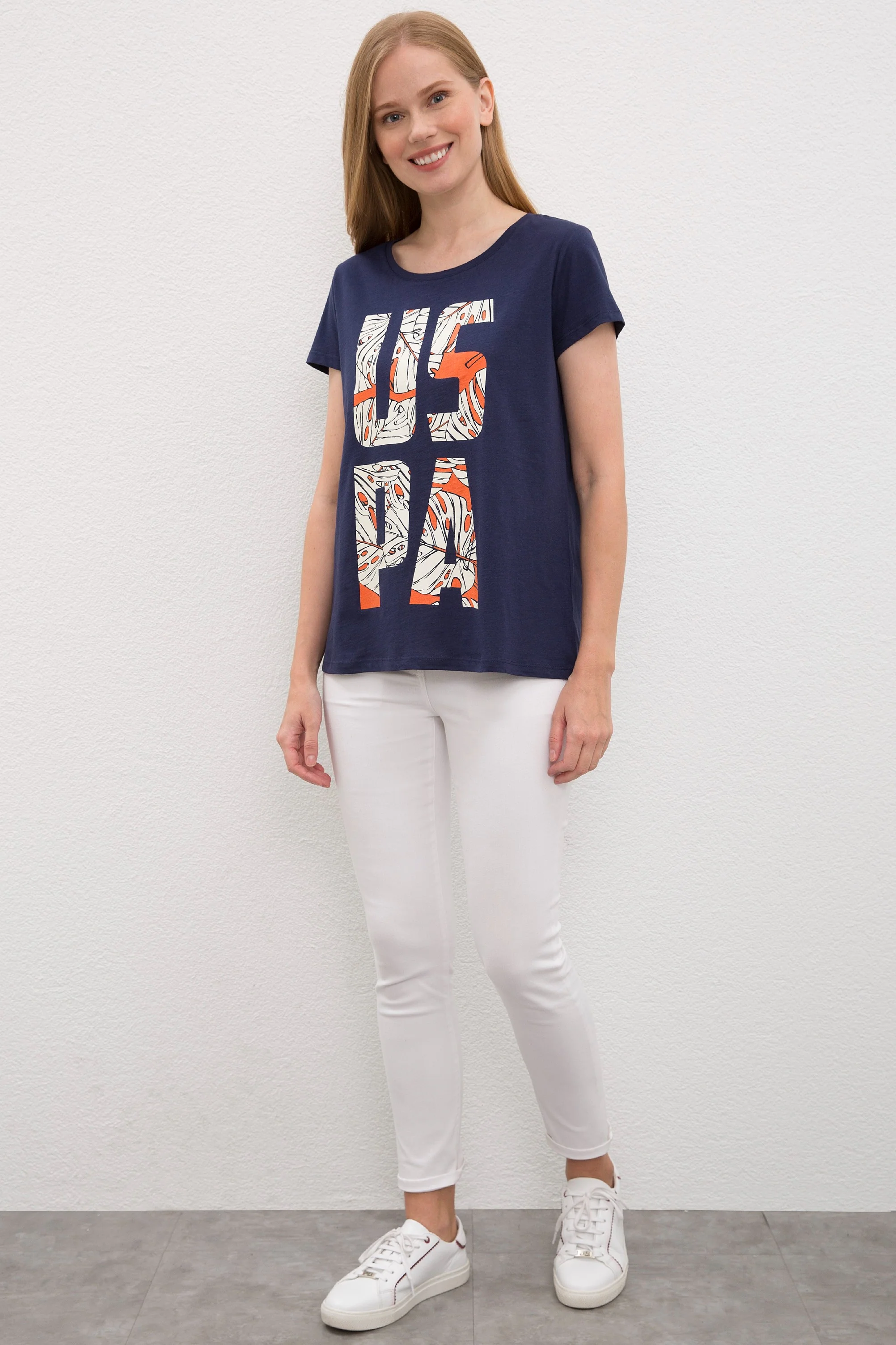 Womens Ladies T-Shirt Navy Blue - Image 4
