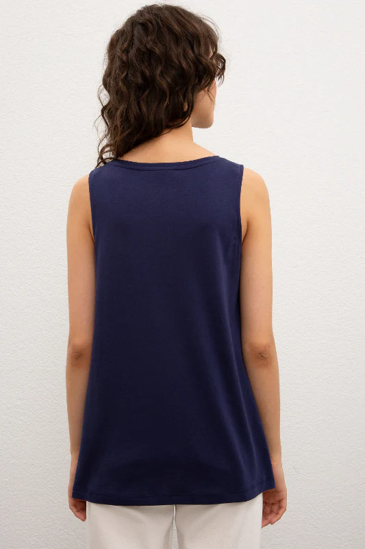 Womens T Shirt Navy Blue - Image 2