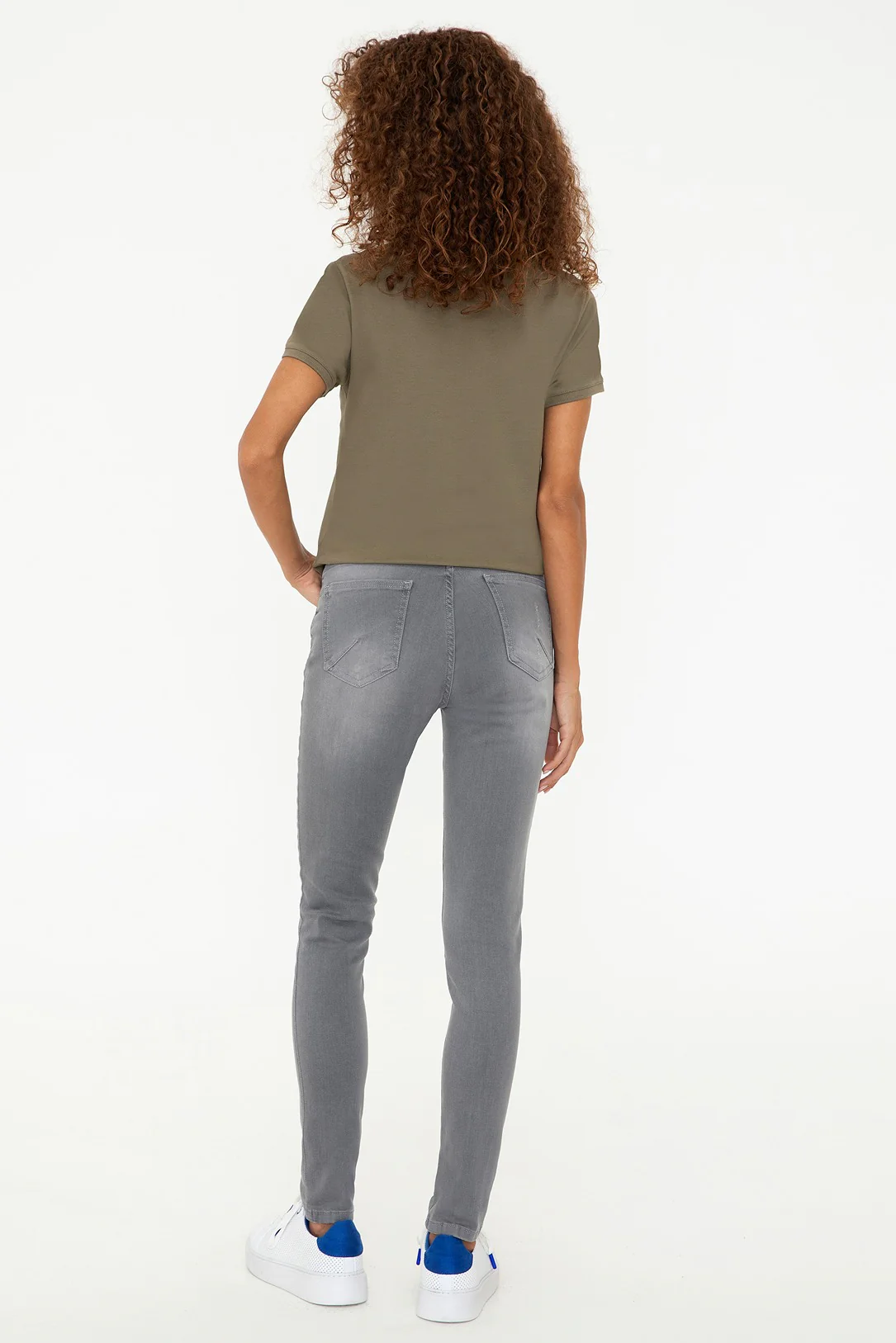 Womens Ladies Jeans Grey - Image 2