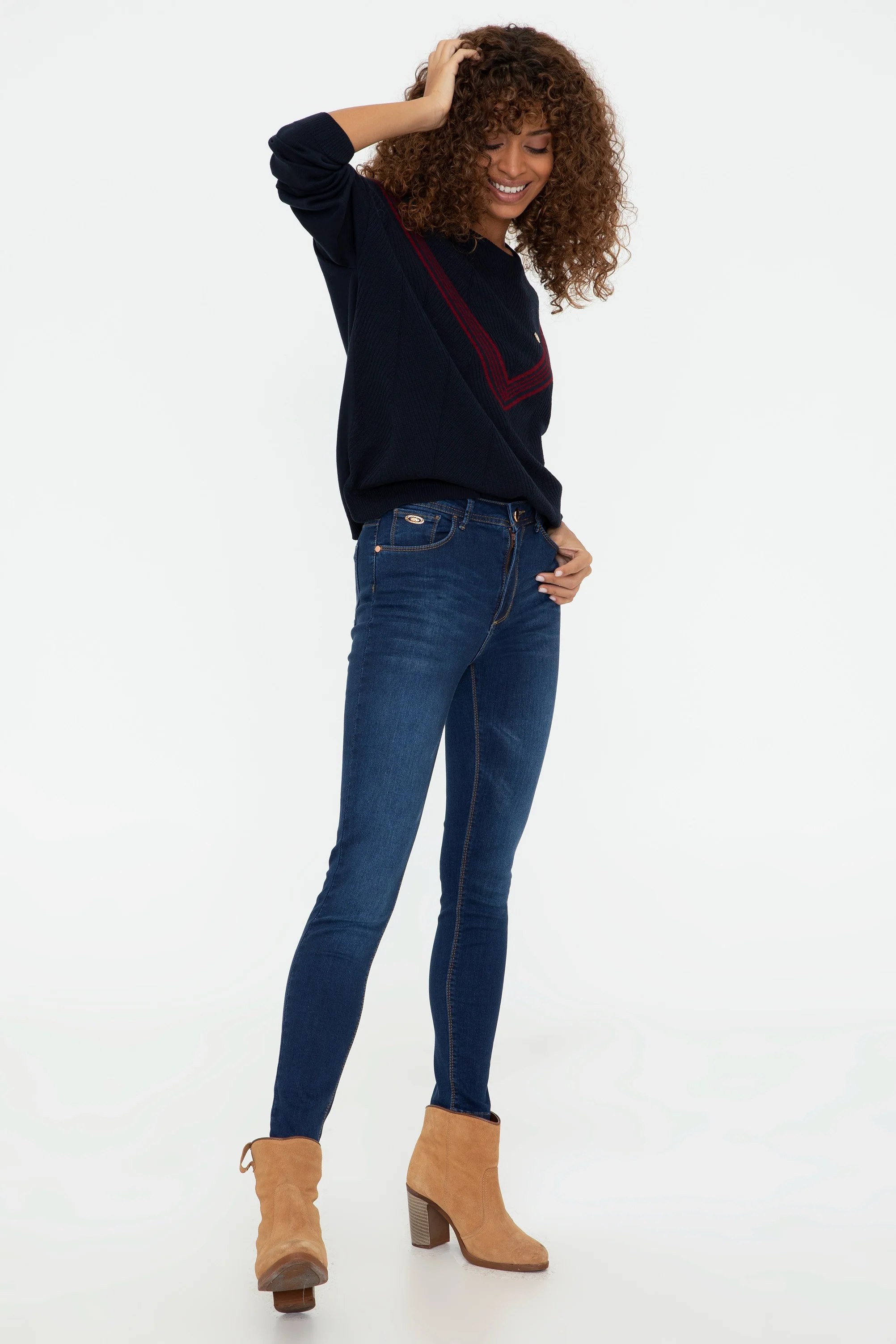 Womens Ladies Jeans Dark Blue - Image 2