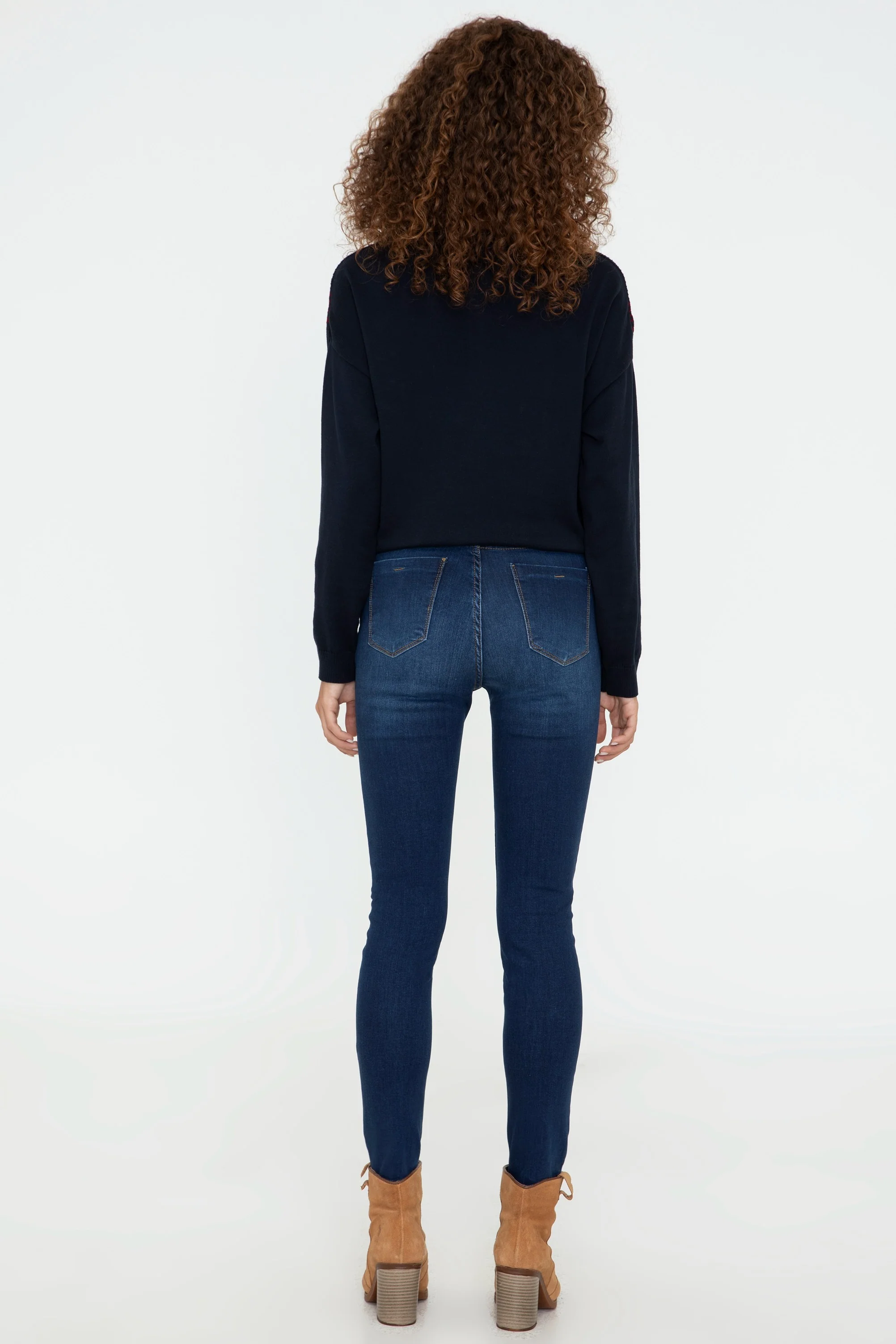 Womens Ladies Jeans Dark Blue - Image 3