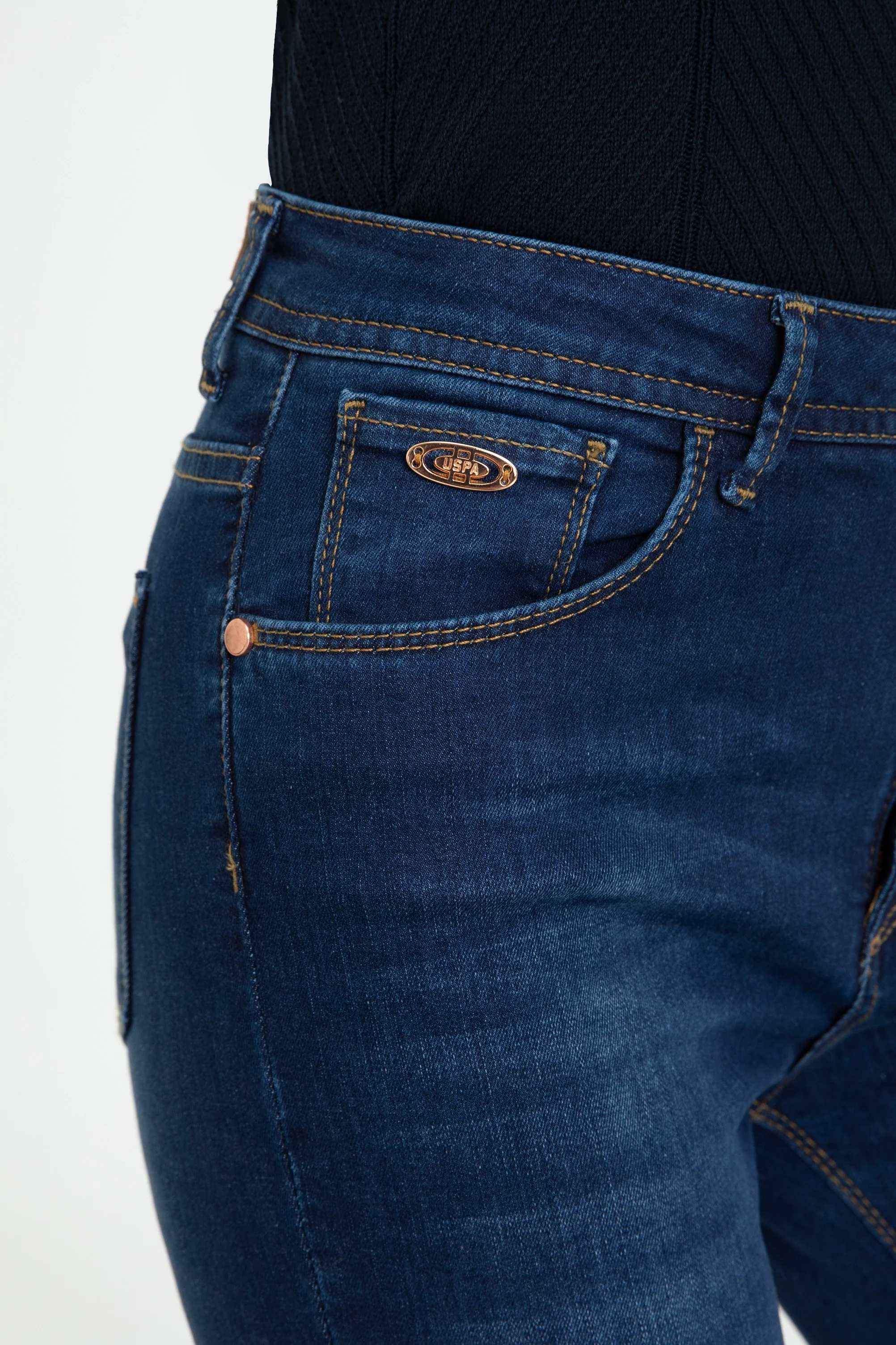 Womens Ladies Jeans Dark Blue - Image 4