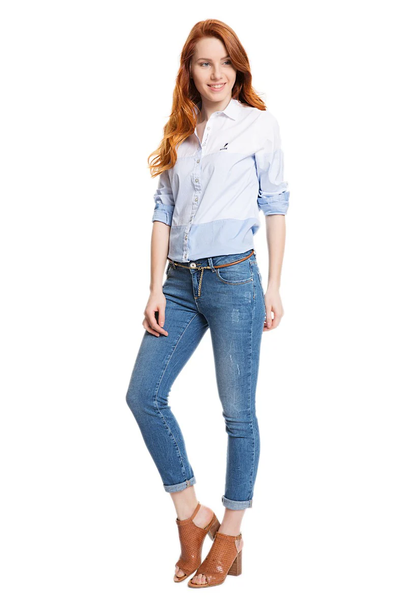Womens Ladies Jeans Light Blue - Image 4