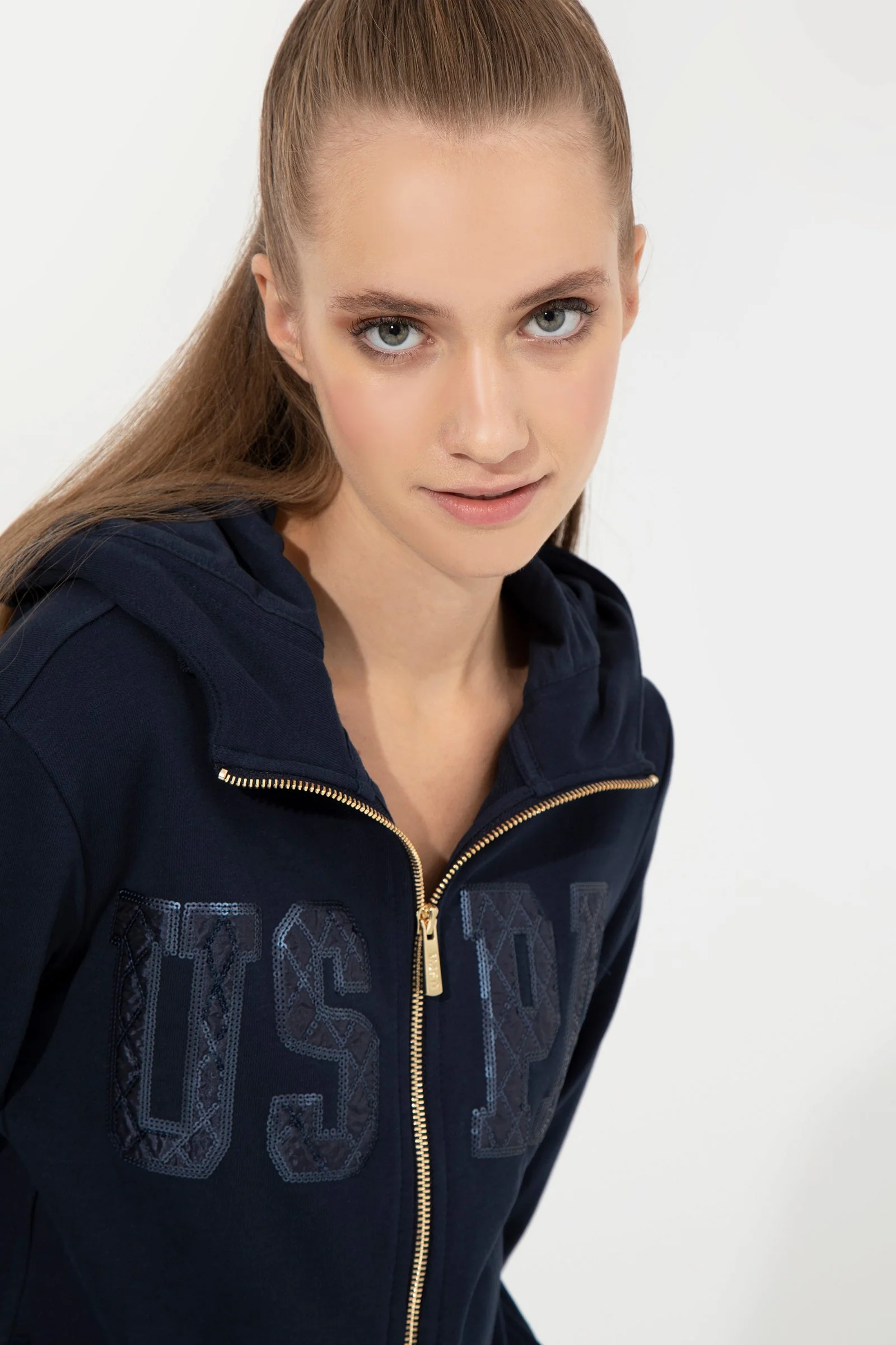 Womens Hoodie Navy Blue - Image 3